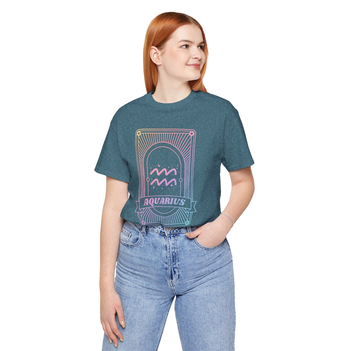 Aquarius Zodiac Graphic Tee - Rainbow Astrology Shirt for Astrology Lovers | 10 Color Options