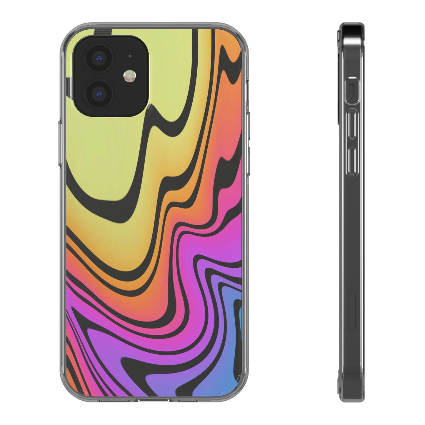 Vibrant Swirl Clear Phone Case | Trendy & Tough Rainbow Clear Phone Cover