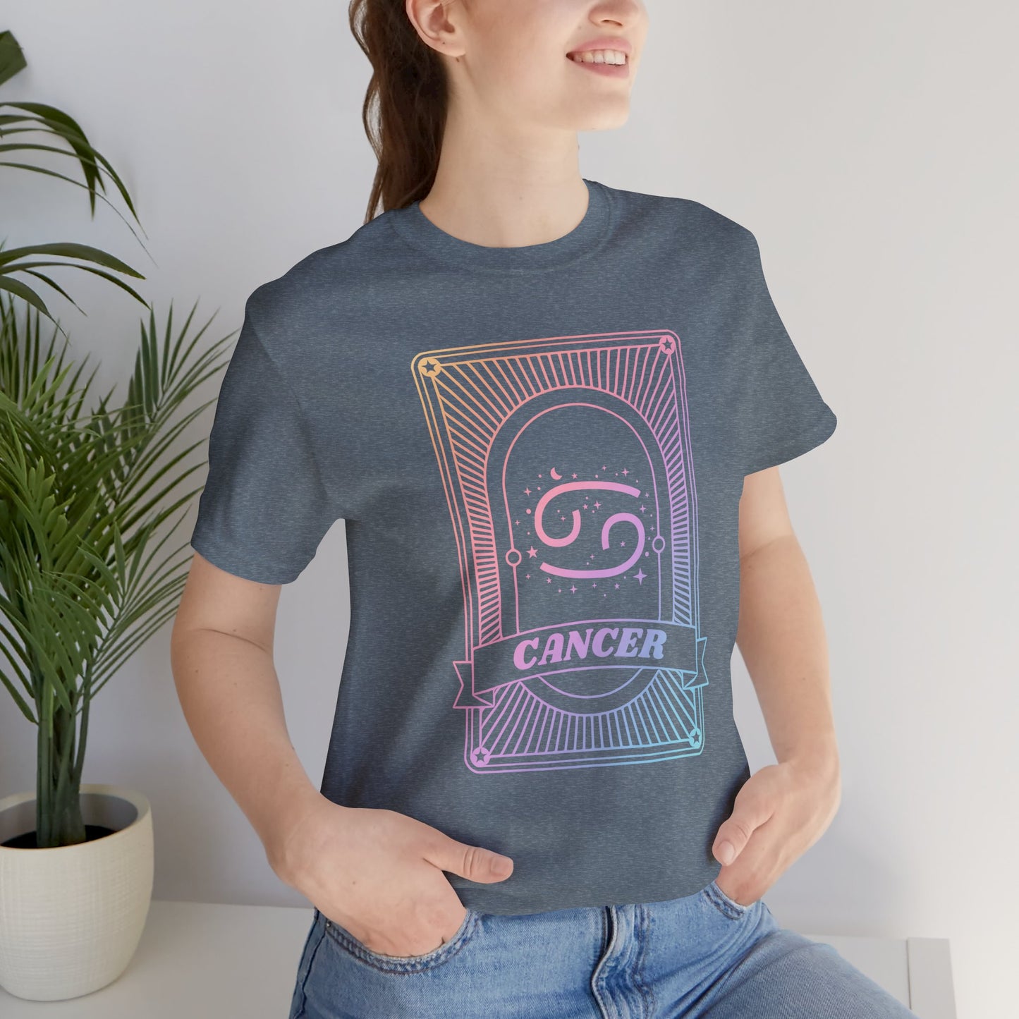 Cancer Zodiac Graphic Tee - Rainbow Astrology Shirt for Astrology Lovers | 10 Color Options