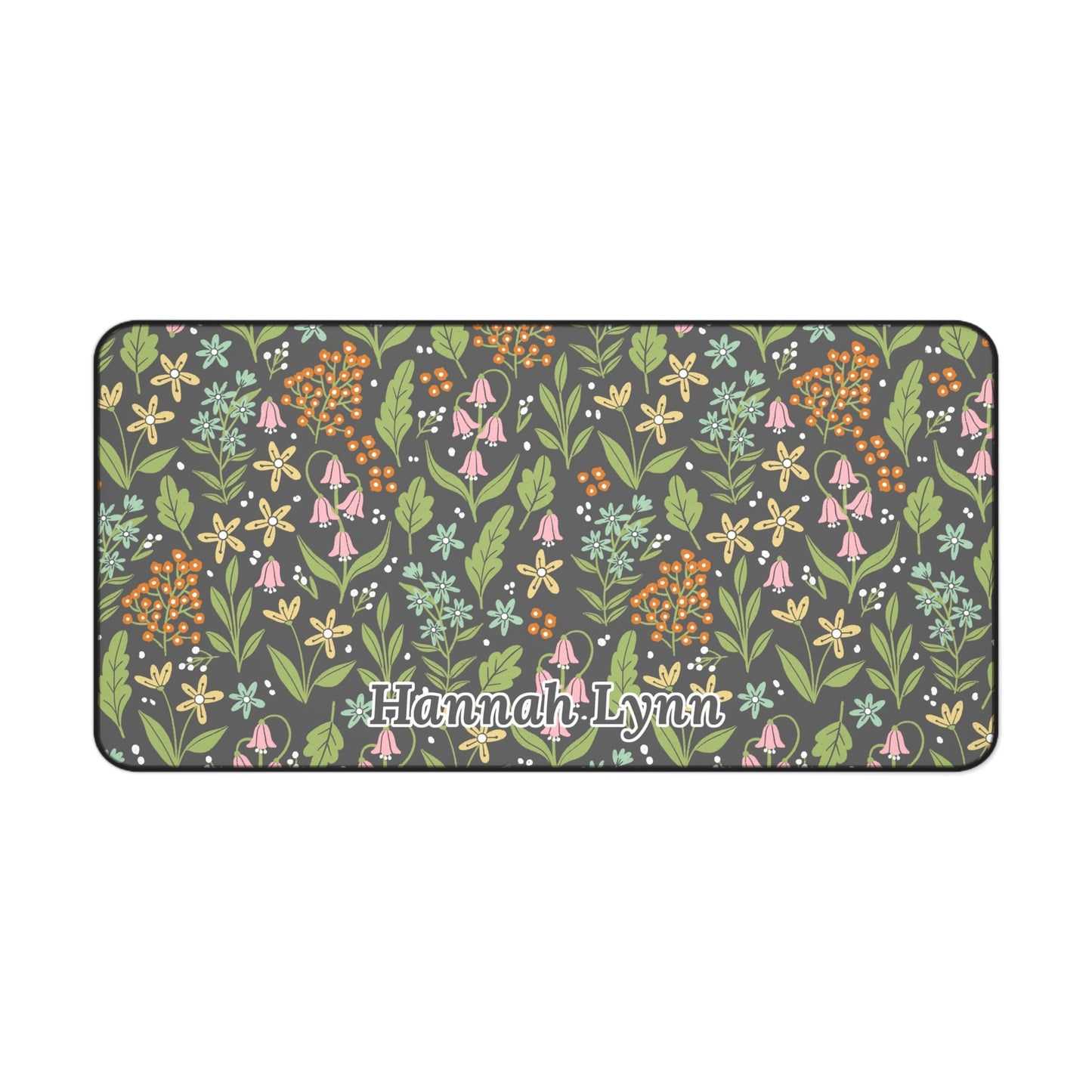 Personalized Name or Phrase Floral Desk Mat | 3 Size Options