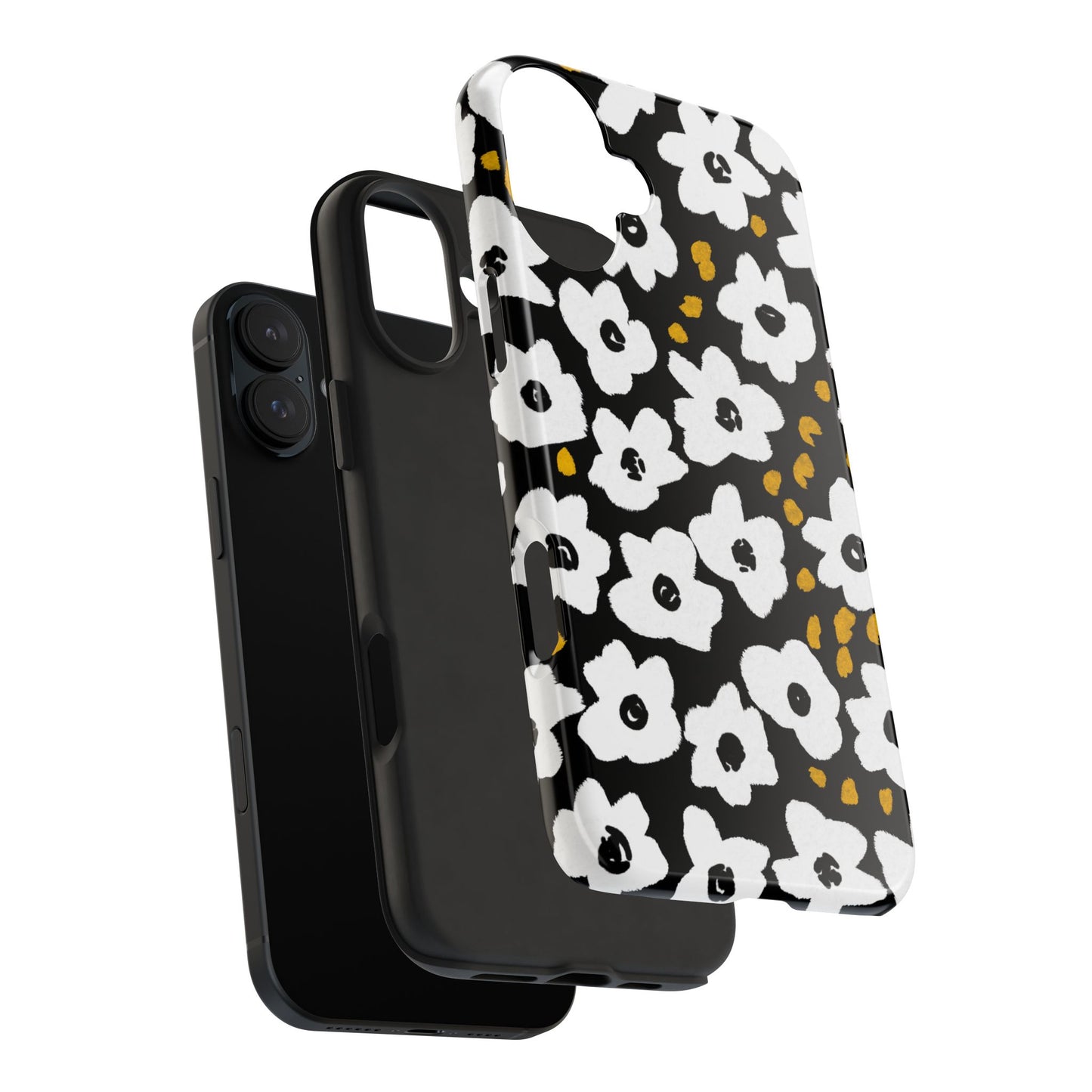 White Blooms | Black - Tough Phone Cases | Nature Inspired iPhone Cover