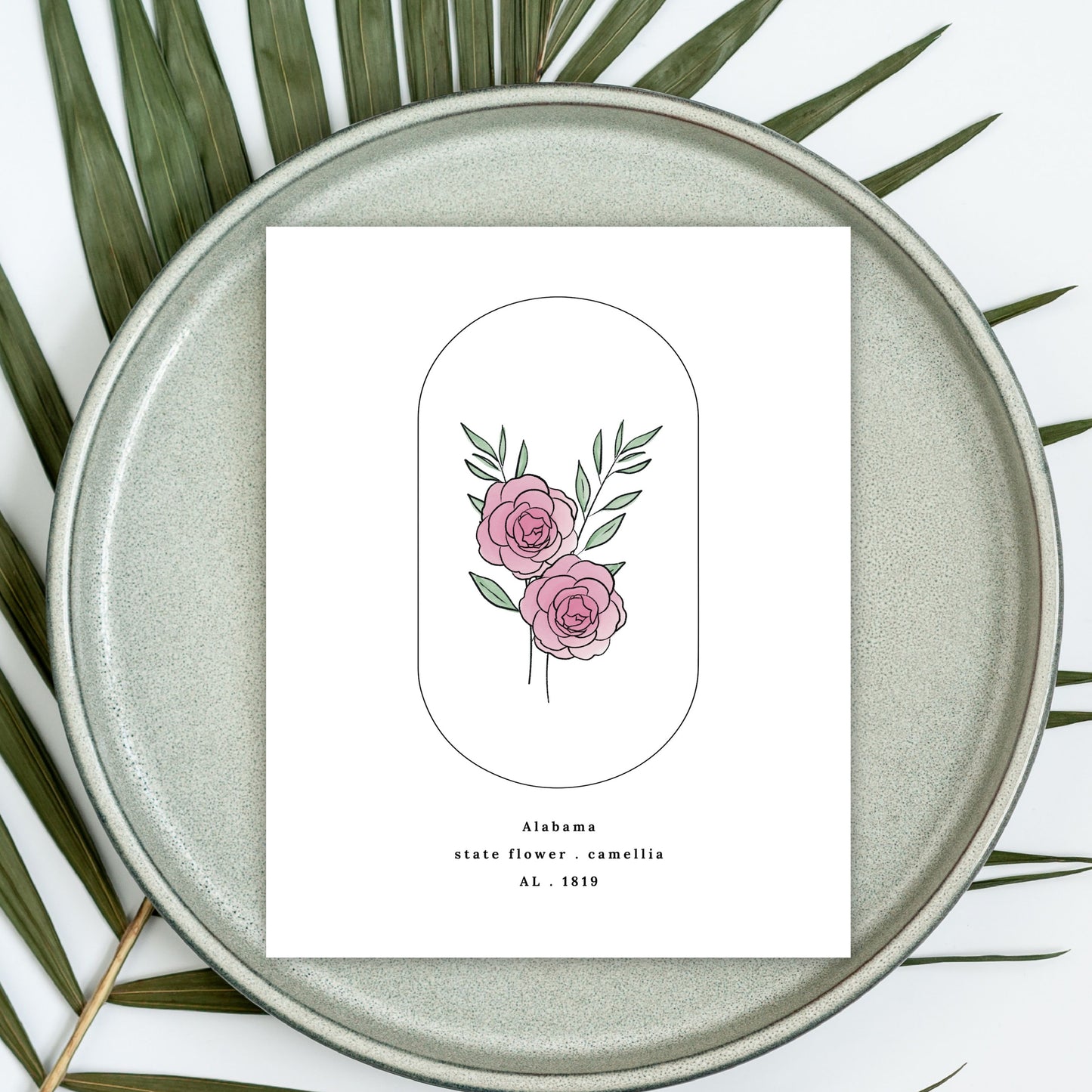 Alabama State Flower | Camellia Watercolor Floral Art Printable