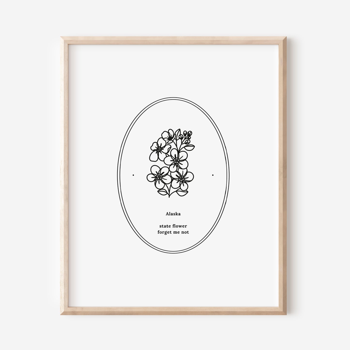 Alaska State Flower Printable | Forget Me Not Digital Floral Wall Decor