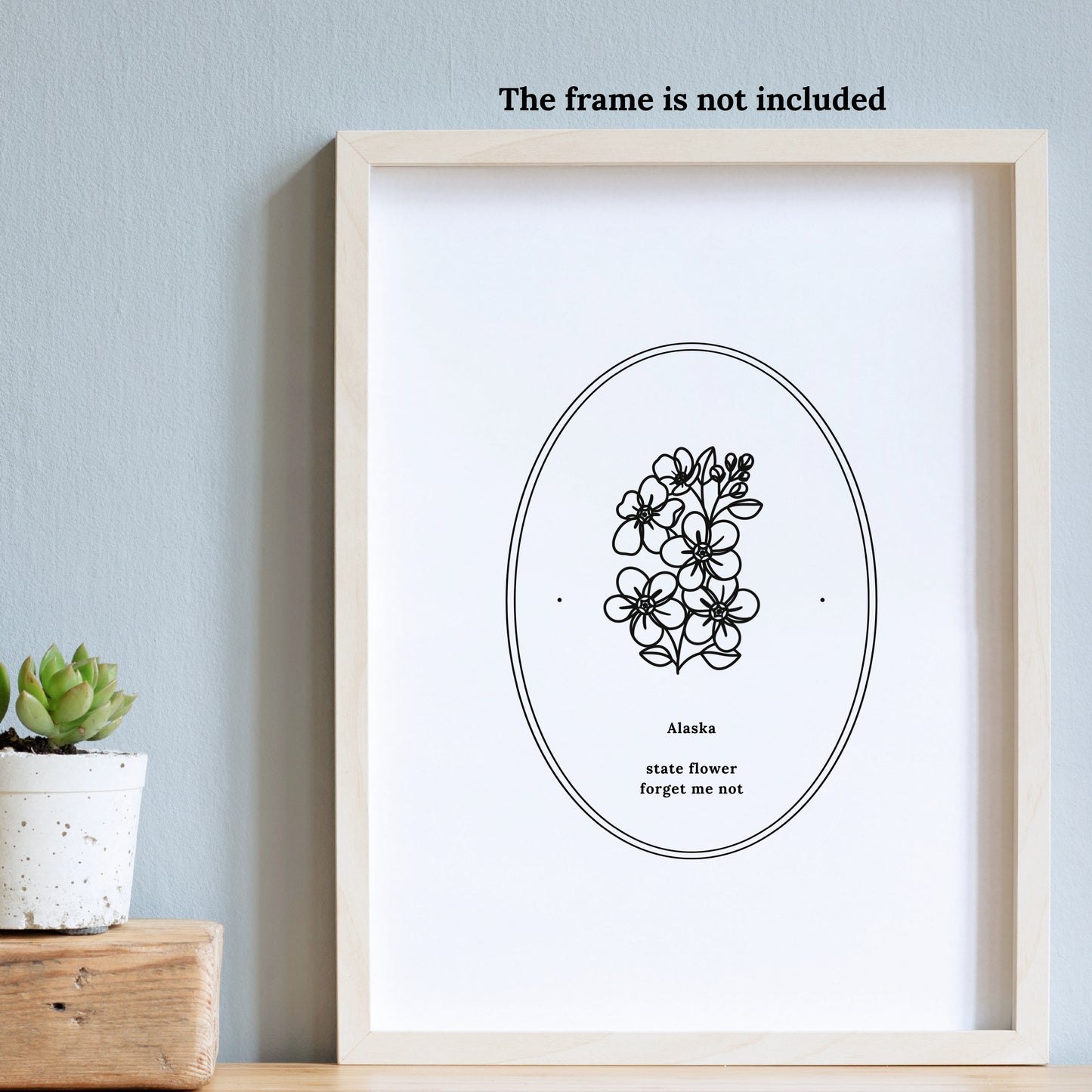 Alaska State Flower Printable | Forget Me Not Digital Floral Wall Decor