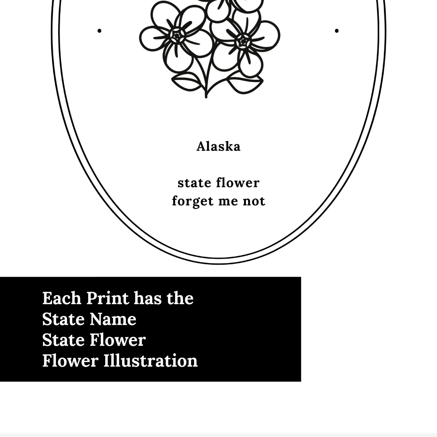 Alaska State Flower Printable | Forget Me Not Digital Floral Wall Decor