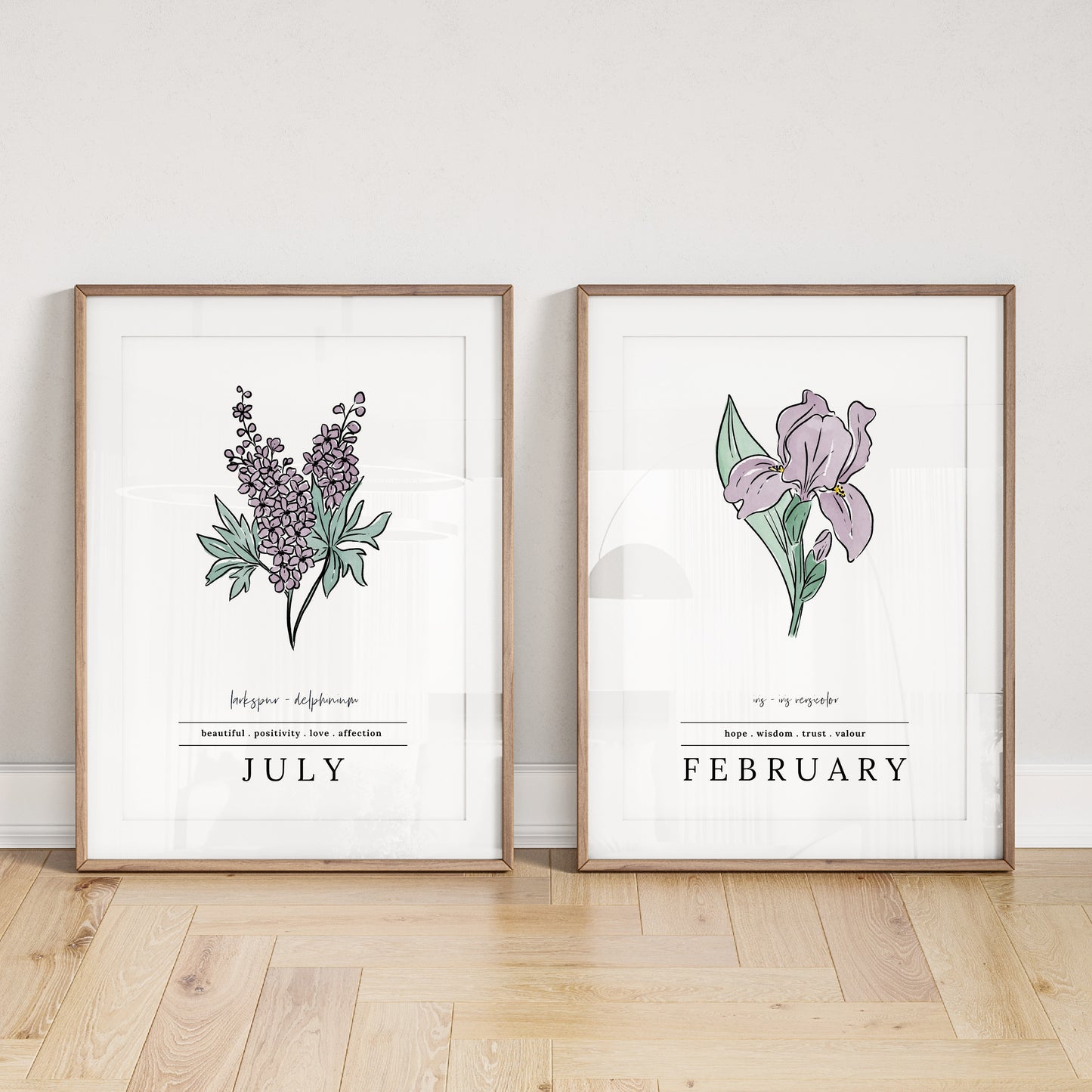 Pick A Birth Month Flower Unframed Art Print | Floral Illustration Birthday Gift