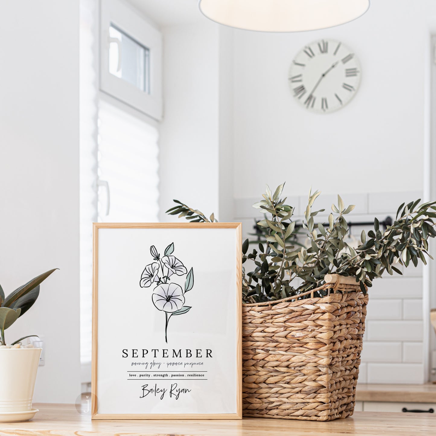 September Morning Glory Birth Flower Art Print | Personalized Unframed Birthday Floral Illustration