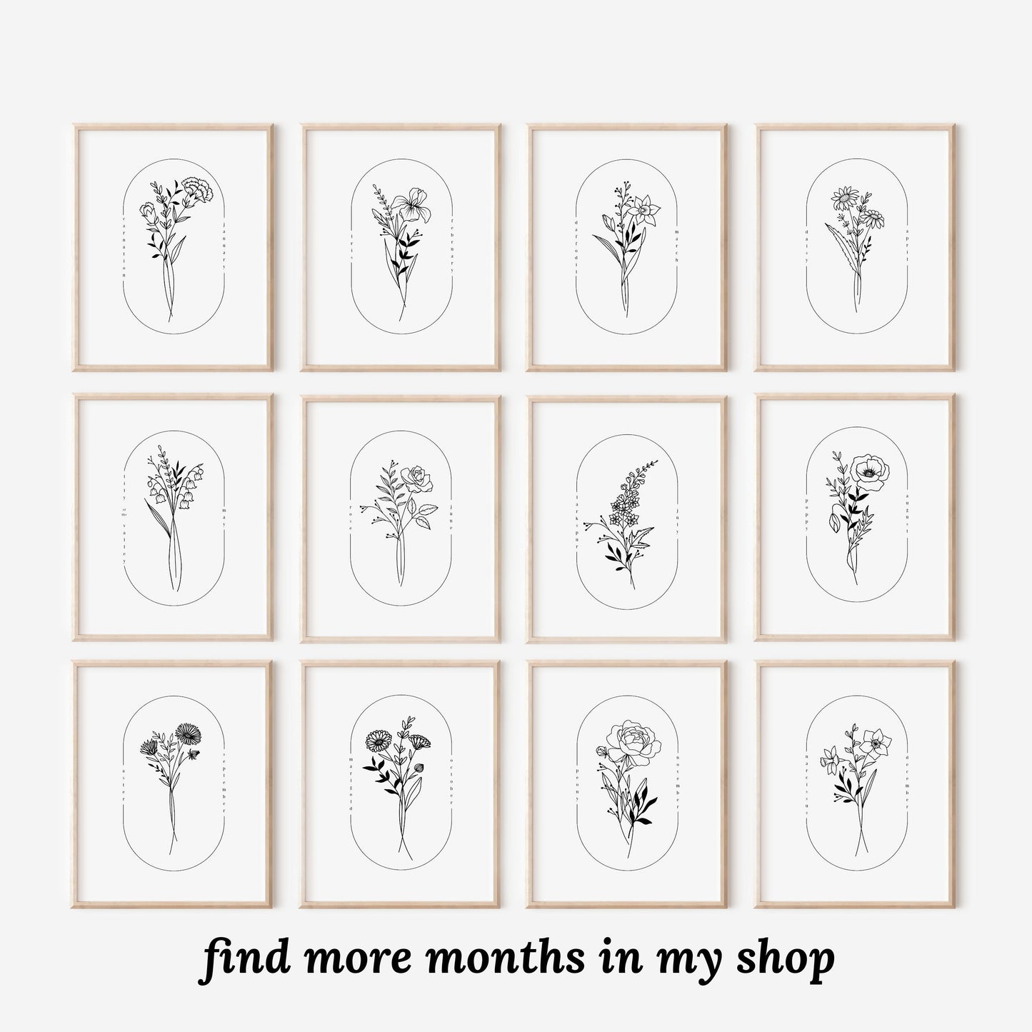 June Birth Flower Print | Rose Honeysuckle Simple Floral Wall Decor | Nursery Art Birthday Gift Remembrance Keepsake