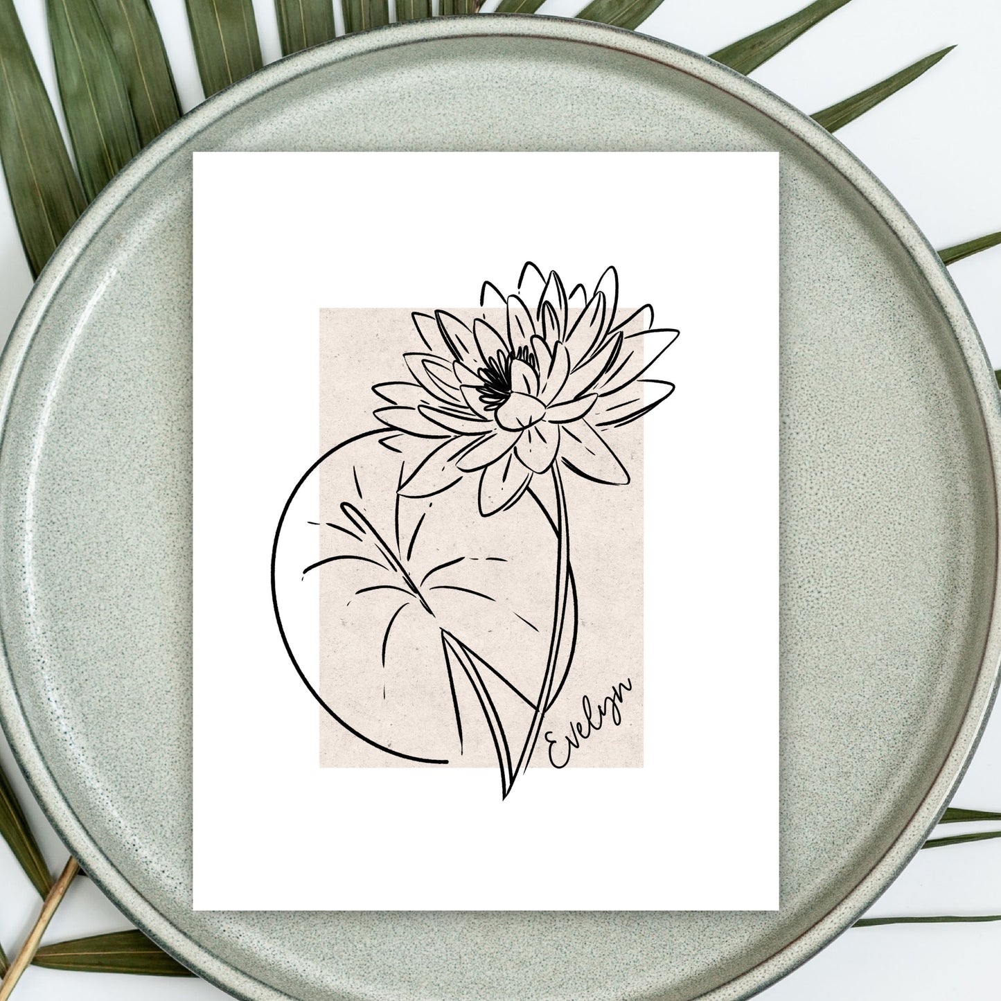 Personalized Name Birth Flower Print | Unframed Custom Gift for Birthdays | Antique Accent Wall Art