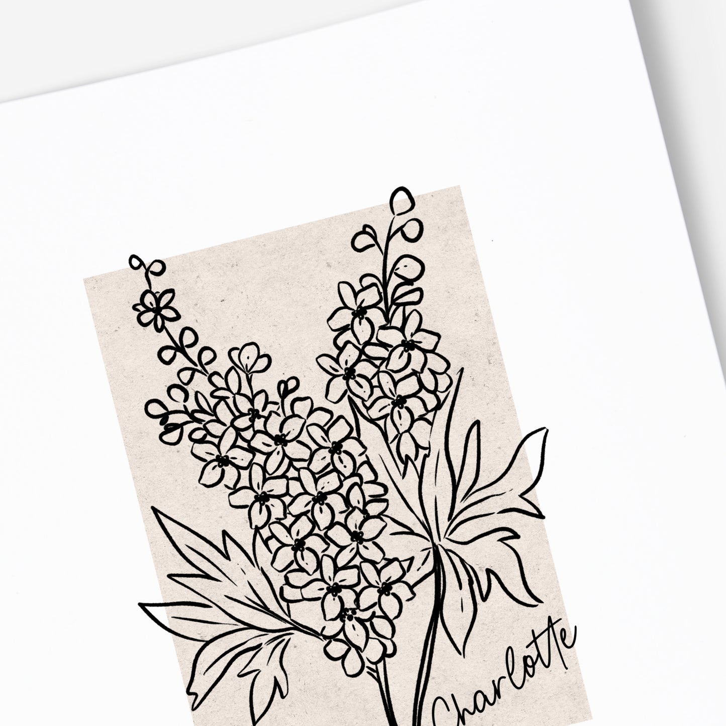 Personalized Name Birth Flower Print | Unframed Custom Gift for Birthdays | Antique Accent Wall Art