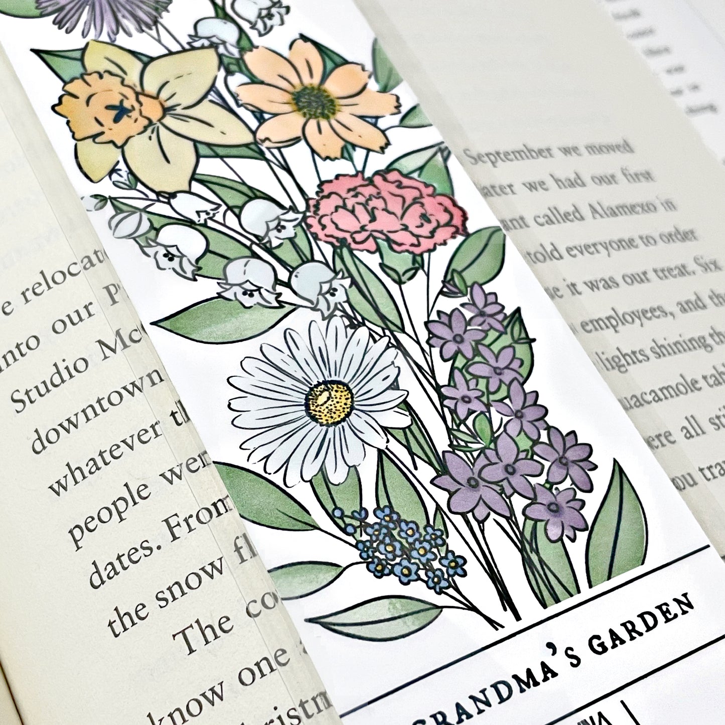 Birth Flower Bouquet Bookmark Up to 8 Flowers | Personalized Laminated Bookmark 2X6" Page Marker | Custom Birth Month Flower Garden Gift for Mom Grandma