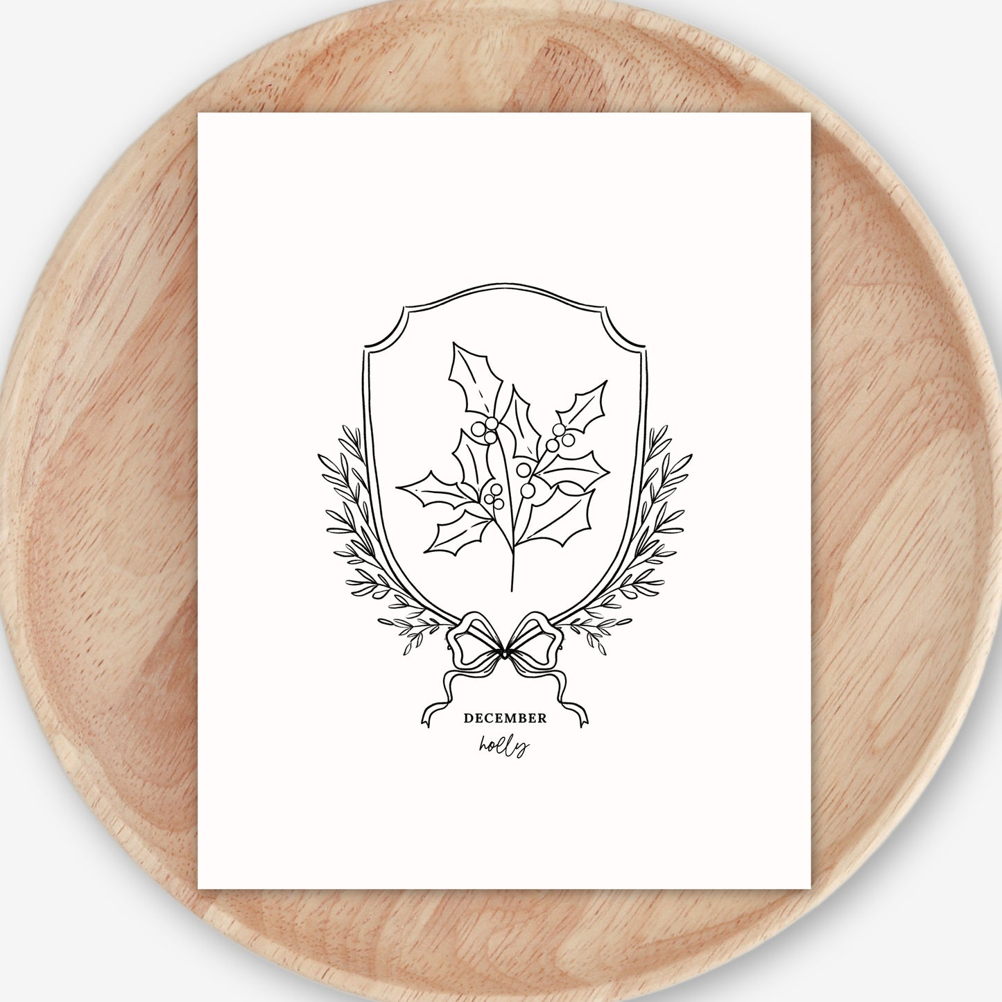 Pick Your Birth Flower Print | Unframed Custom Gift for Birthdays | Sketched Crest & Bow Floral Illustration