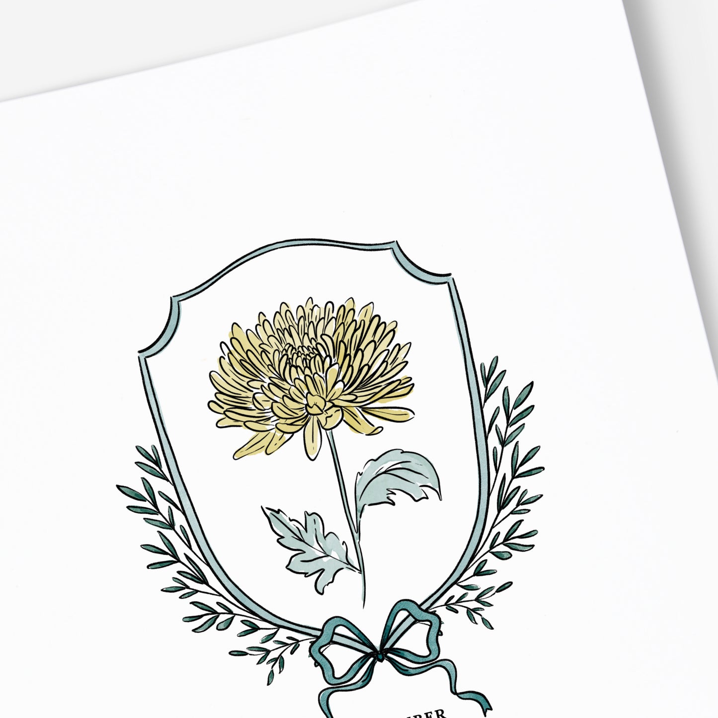 Pick Your Birth Flower Print | Unframed Custom Gift for Birthdays | Watercolor Crest & Bow Floral Illustration