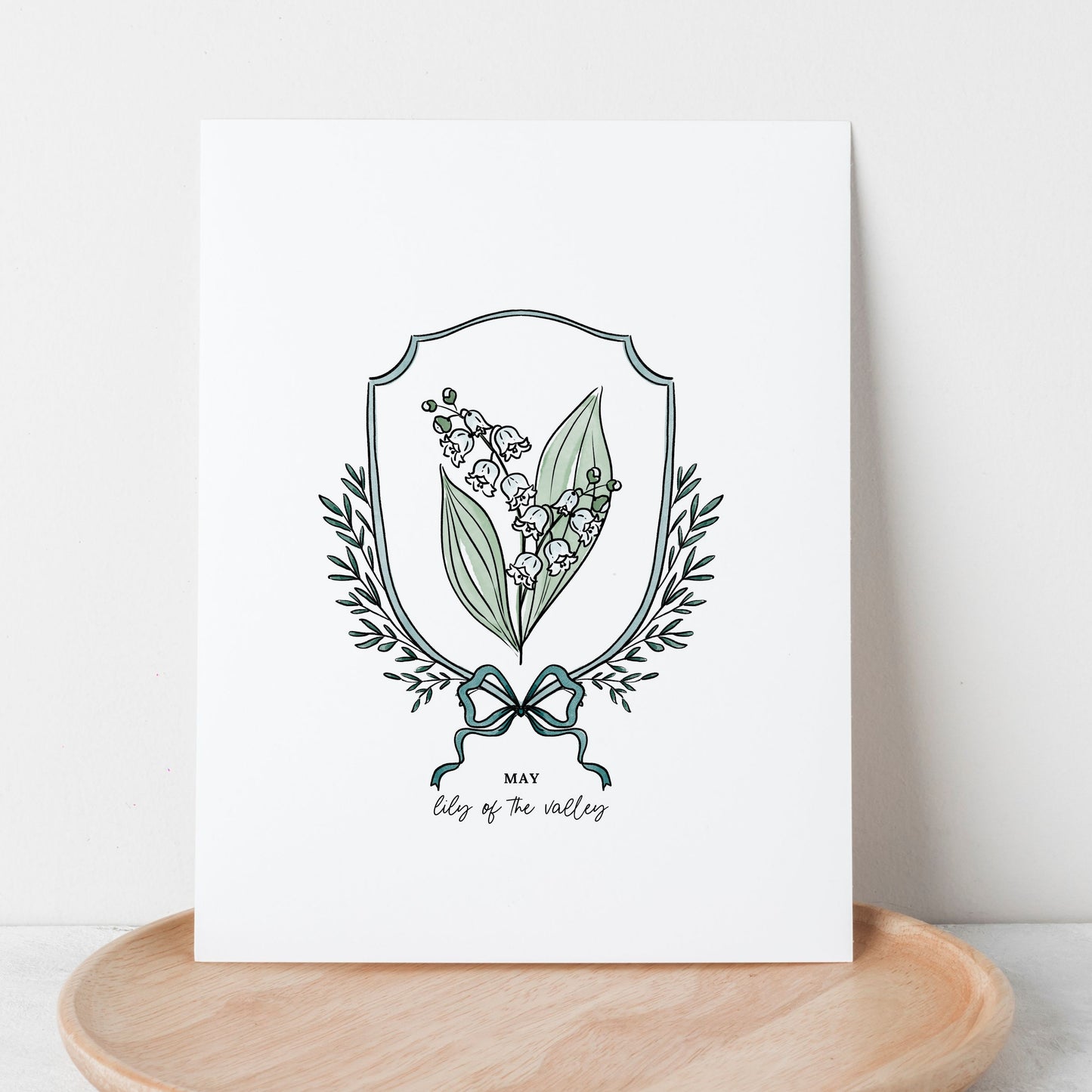 Pick Your Birth Flower Print | Unframed Custom Gift for Birthdays | Watercolor Crest & Bow Floral Illustration