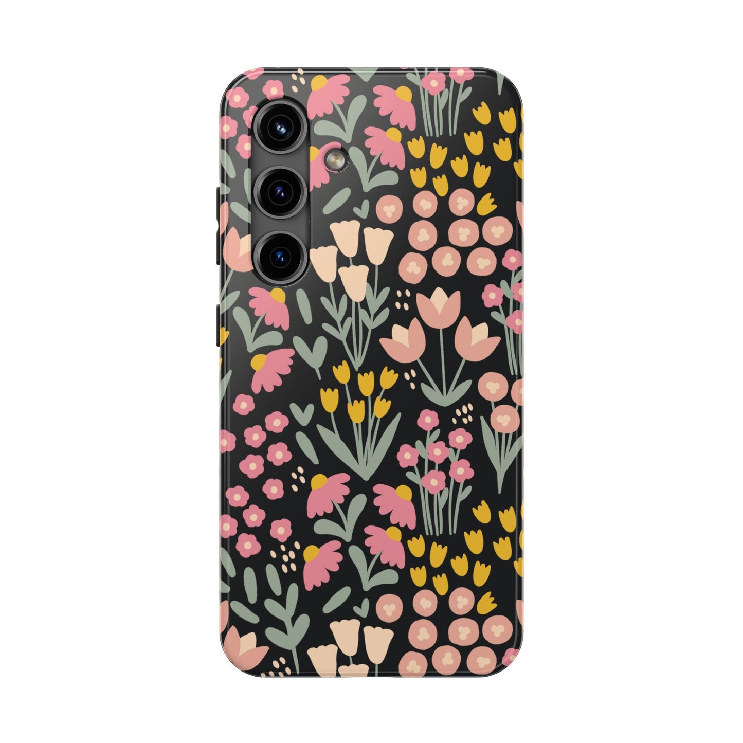 Blossom Dreams | Midnight Black Floral Tough iPhone Samsung Cases | Nature Inspired iPhone Cover