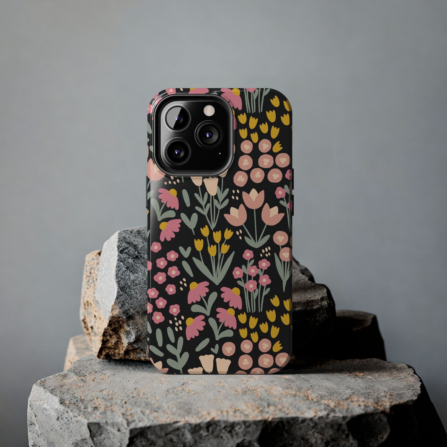 Blossom Dreams | Midnight Black Floral Tough iPhone Samsung Cases | Nature Inspired iPhone Cover