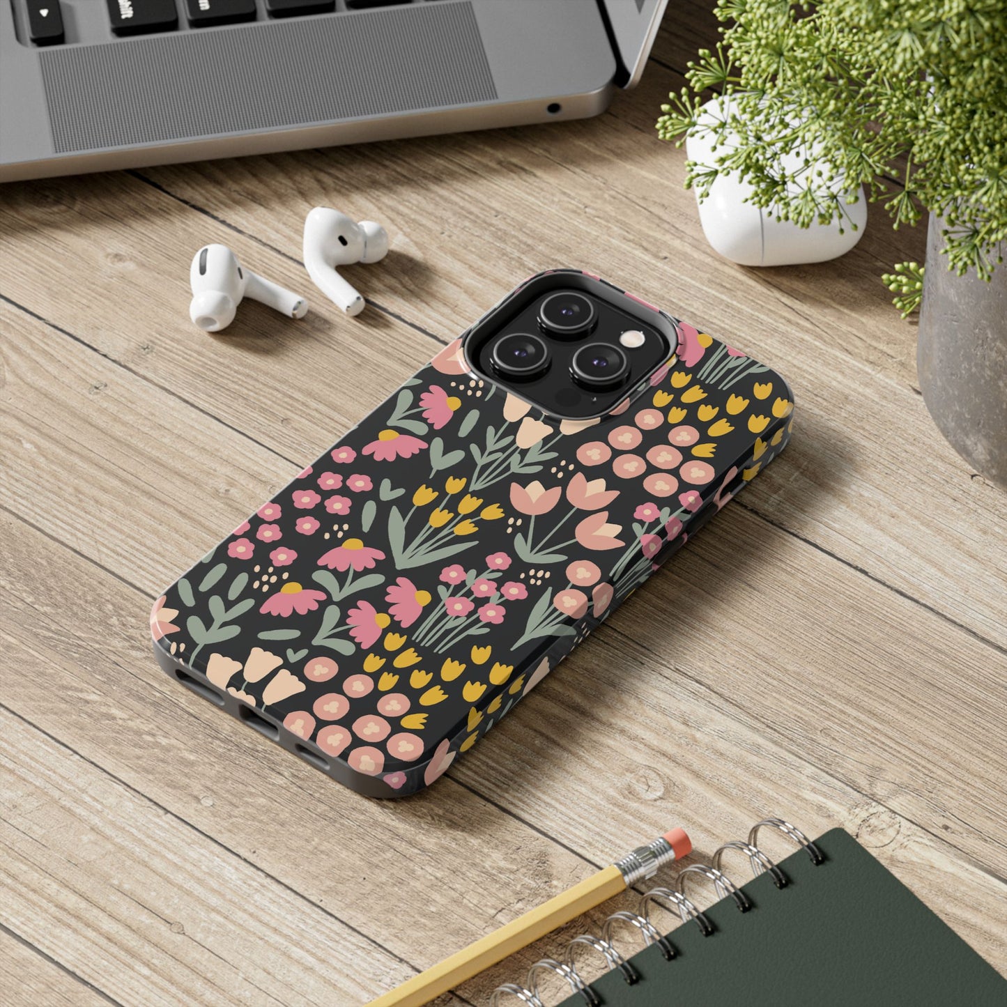 Blossom Dreams | Midnight Black Floral Tough iPhone Samsung Cases | Nature Inspired iPhone Cover