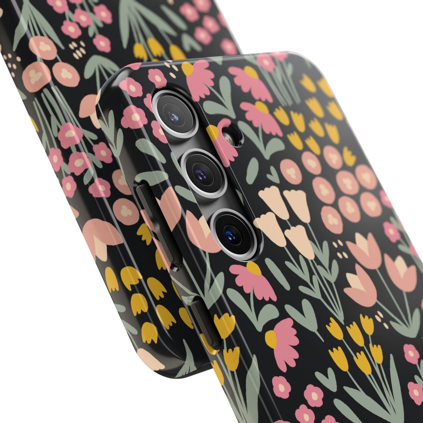 Blossom Dreams | Midnight Black Floral Tough iPhone Samsung Cases | Nature Inspired iPhone Cover