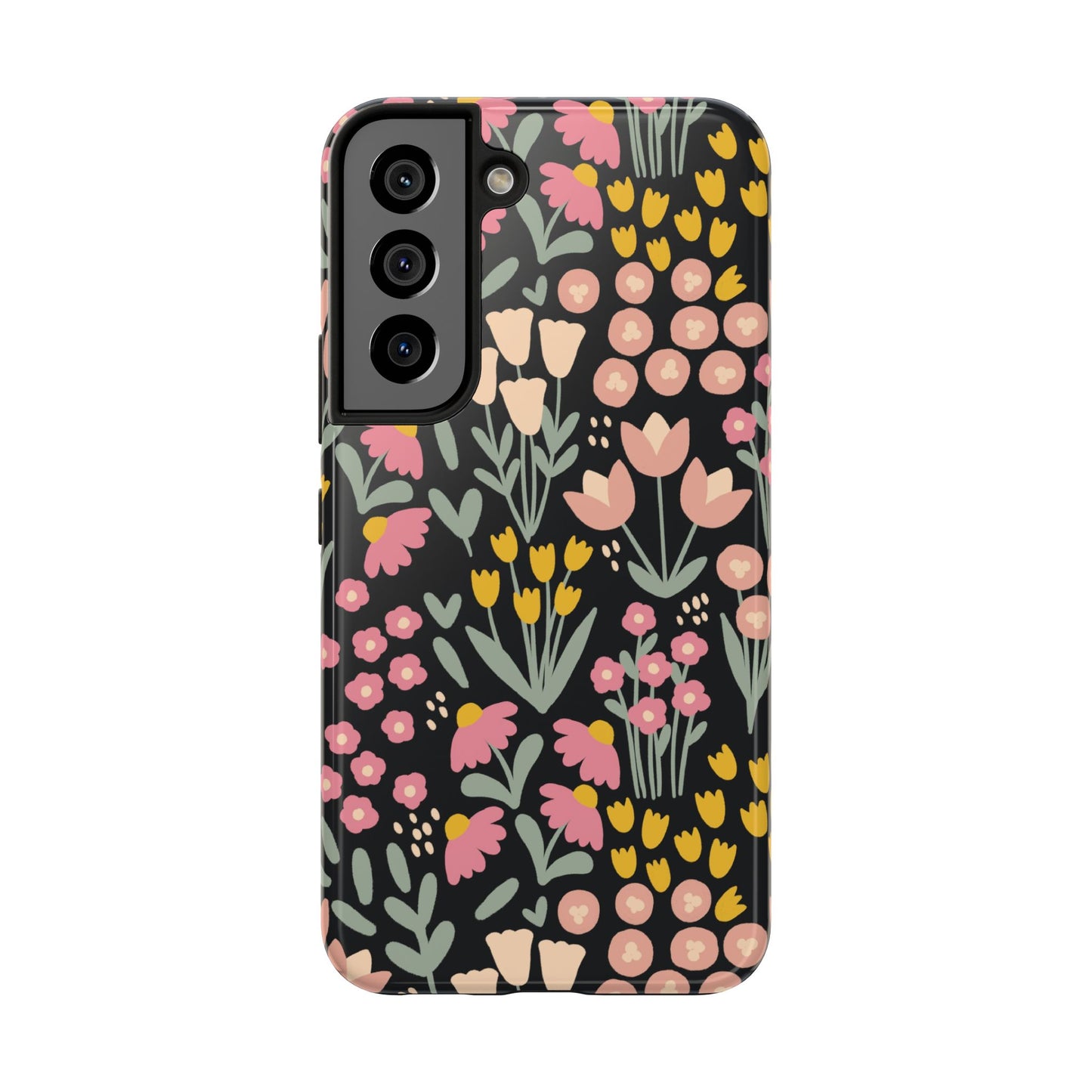 Blossom Dreams | Midnight Black Floral Tough iPhone Samsung Cases | Nature Inspired iPhone Cover