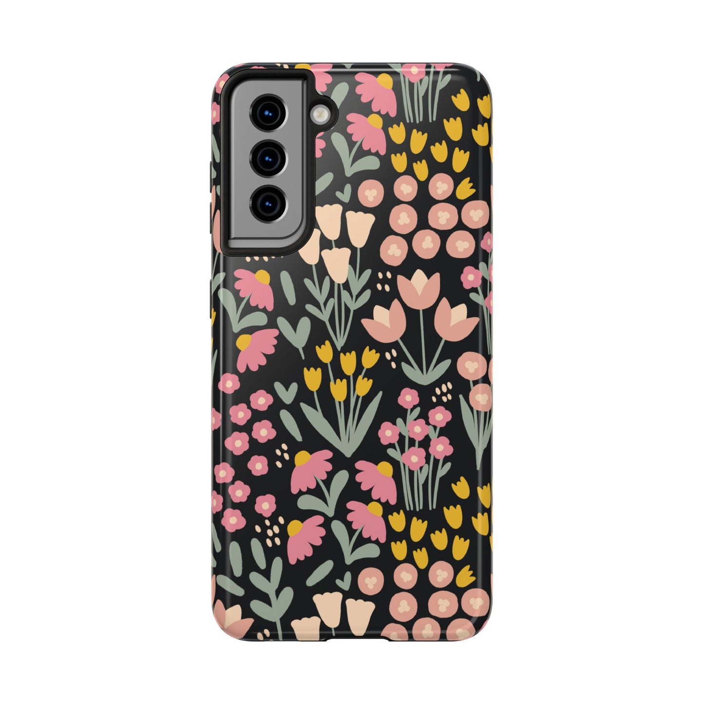 Blossom Dreams | Midnight Black Floral Tough iPhone Samsung Cases | Nature Inspired iPhone Cover