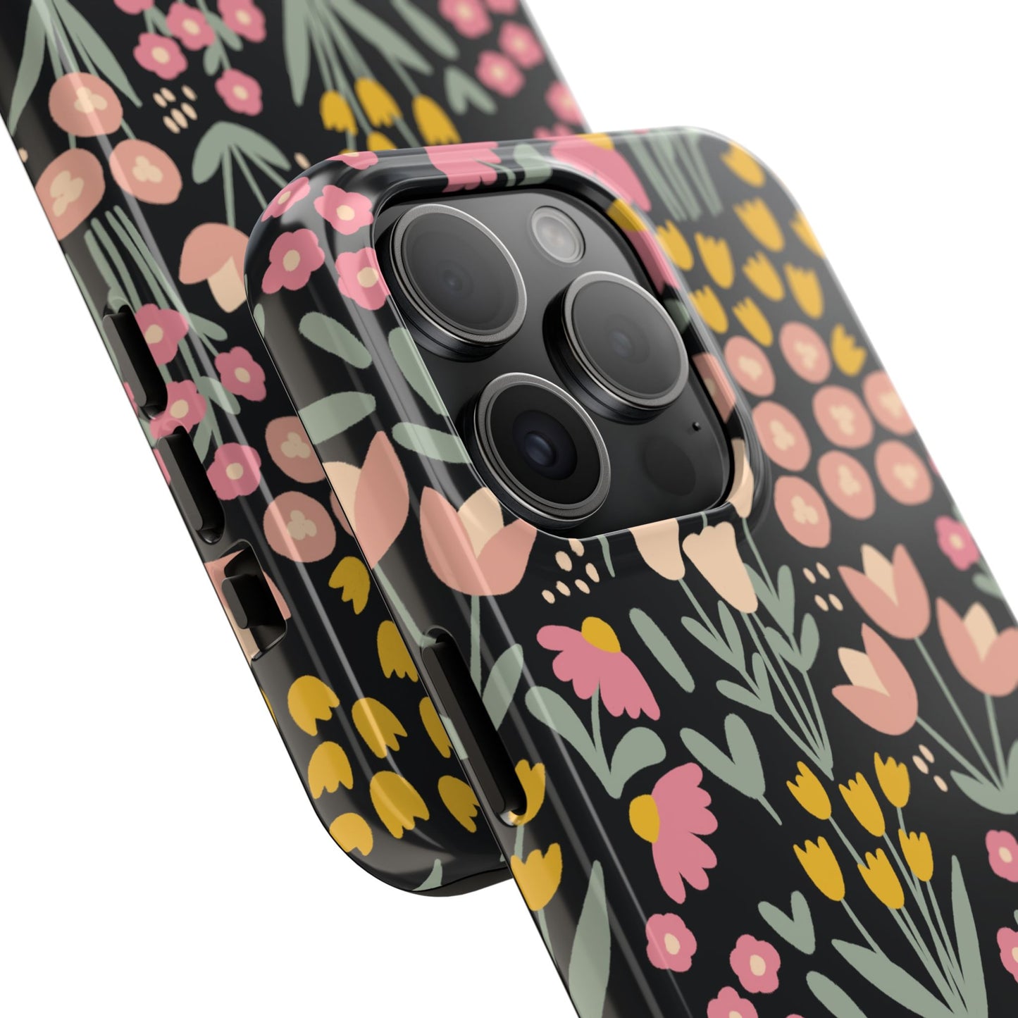Blossom Dreams | Midnight Black Floral Tough iPhone Samsung Cases | Nature Inspired iPhone Cover