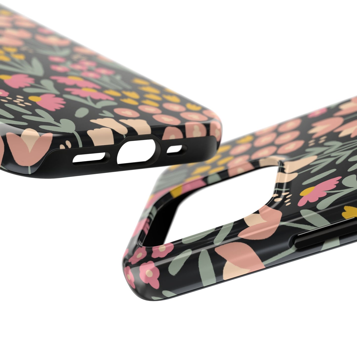 Blossom Dreams | Midnight Black Floral Tough iPhone Samsung Cases | Nature Inspired iPhone Cover