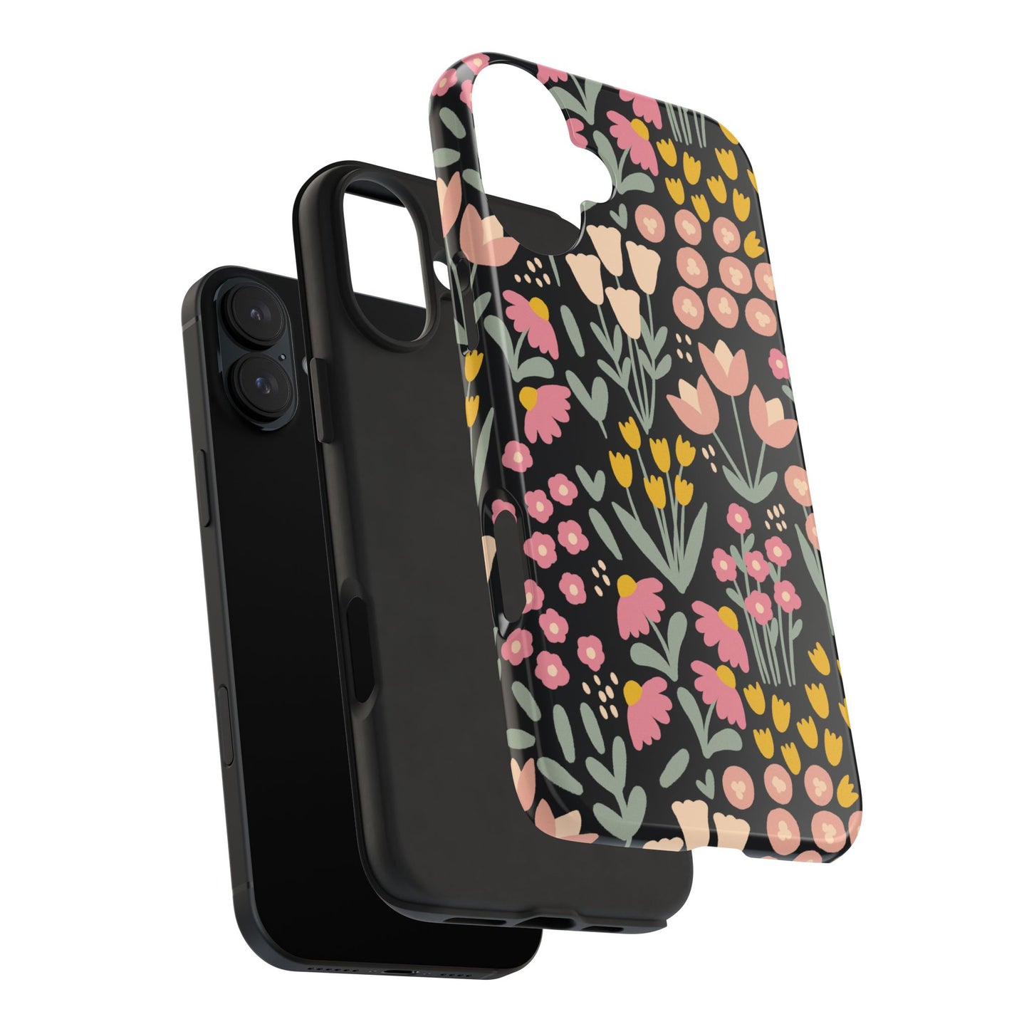 Blossom Dreams | Midnight Black Floral Tough iPhone Samsung Cases | Nature Inspired iPhone Cover