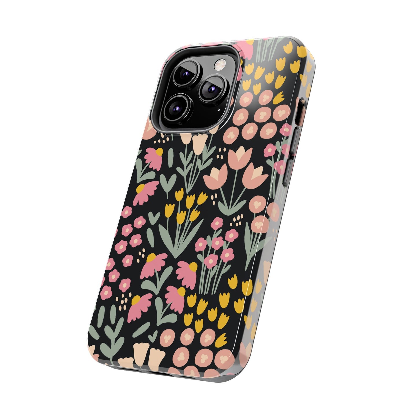 Blossom Dreams | Midnight Black Floral Tough iPhone Samsung Cases | Nature Inspired iPhone Cover