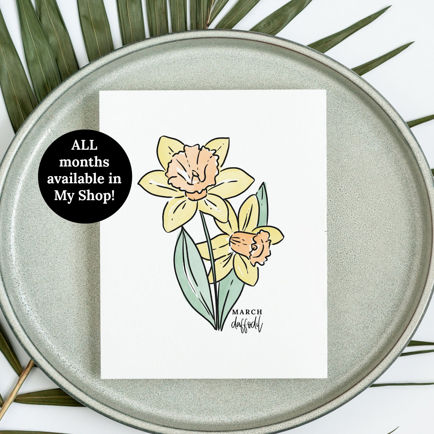 January Birth Flower Unframed Art Print Carnation Snowdrop Floral Birthday Gift