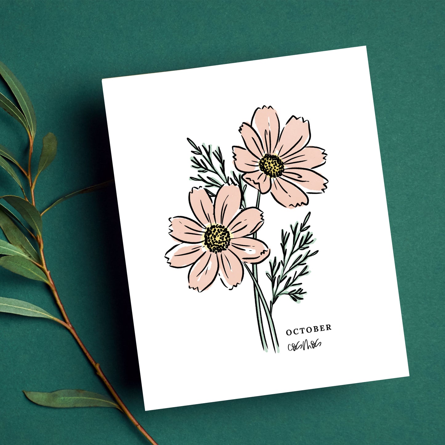 October Birth Flower Unframed Cosmos Marigold Art Print Floral Birthday Gift