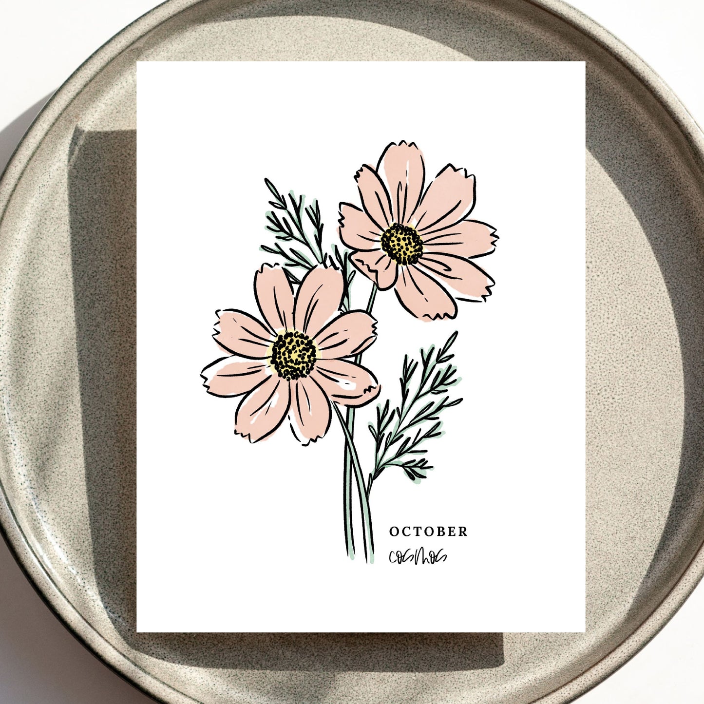 October Birth Flower Unframed Cosmos Marigold Art Print Floral Birthday Gift