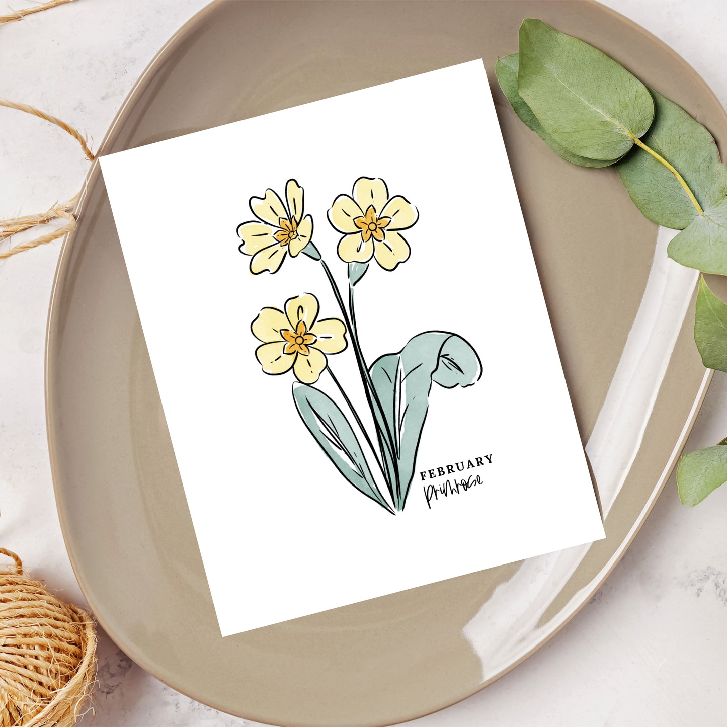 February Birth Flower Unframed Art Print Iris Primrose Floral Birthday Gift