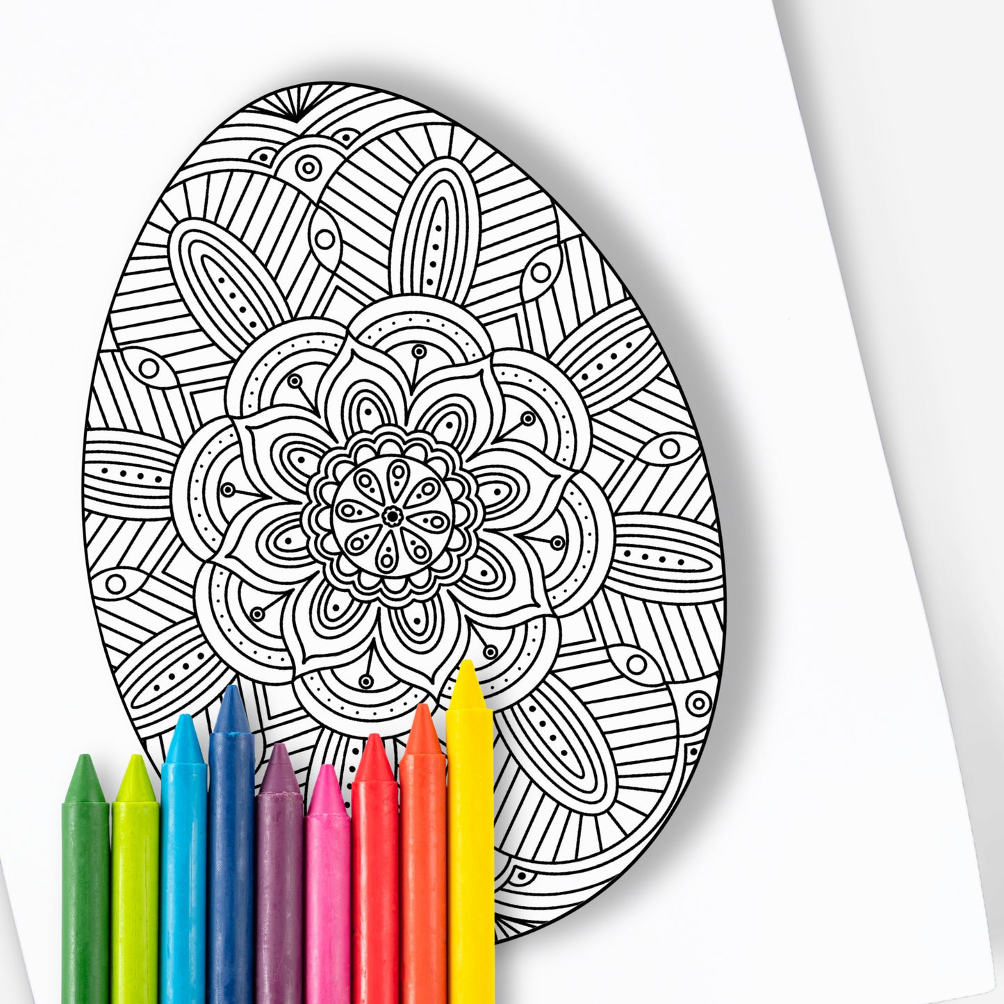 10 Pk Mandala Egg Printable Coloring Pages Digital Color Sheets | Hand-Drawn Easter Floral Mandala Pattern Illustrations