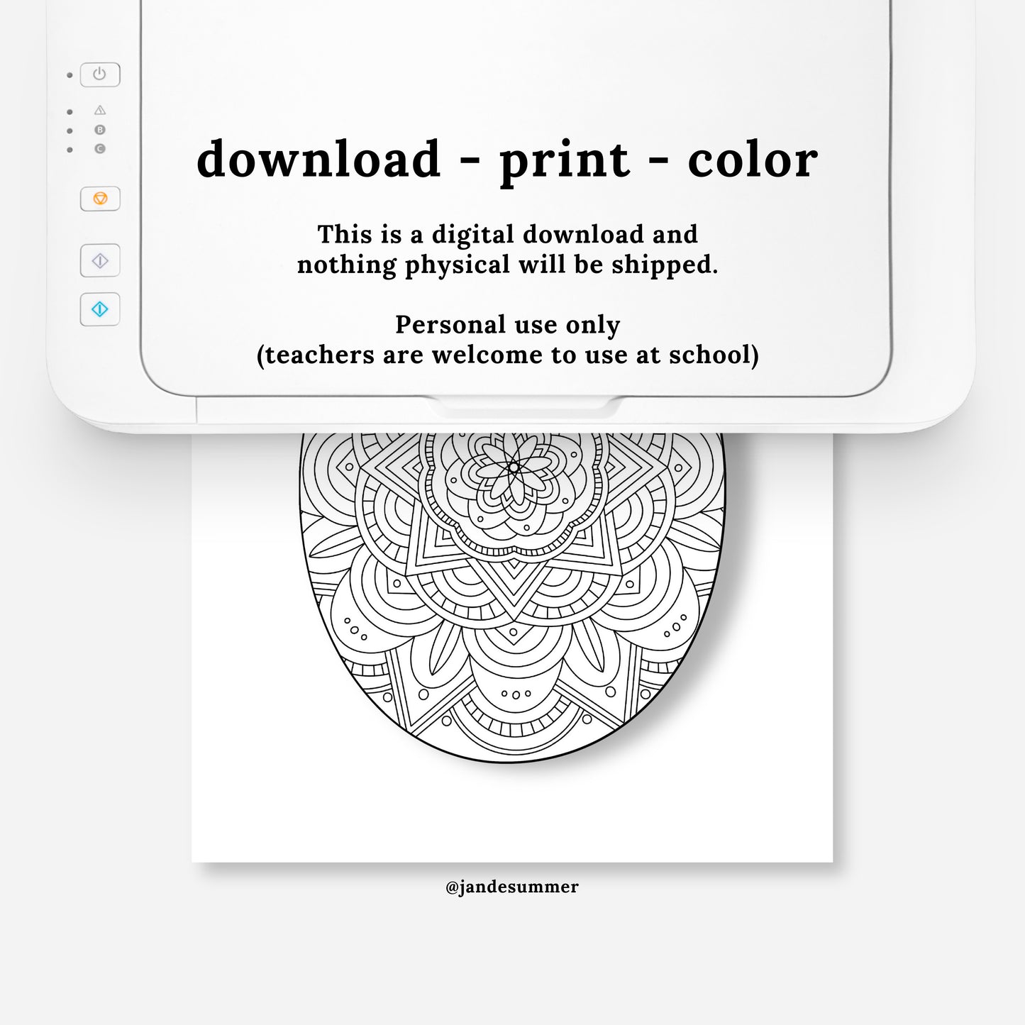 10 Pk Mandala Egg Printable Coloring Pages Digital Color Sheets | Hand-Drawn Easter Floral Mandala Pattern Illustrations