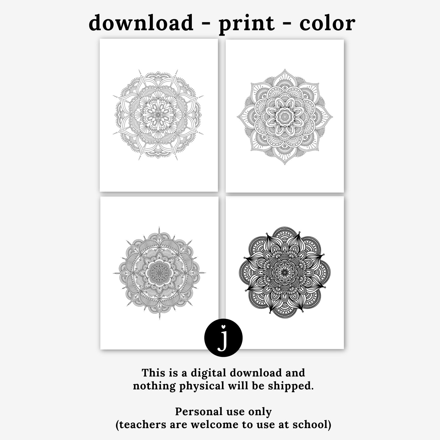 40 Mandala Blooms Printable Coloring Pages | Relaxing Zen Mindful Flower Patterns to Print & Color