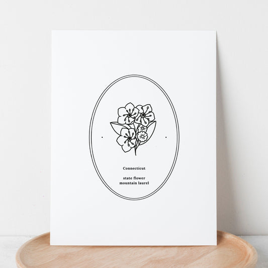 Connecticut State Flower | Mountain Laurel Floral Line Art Printable