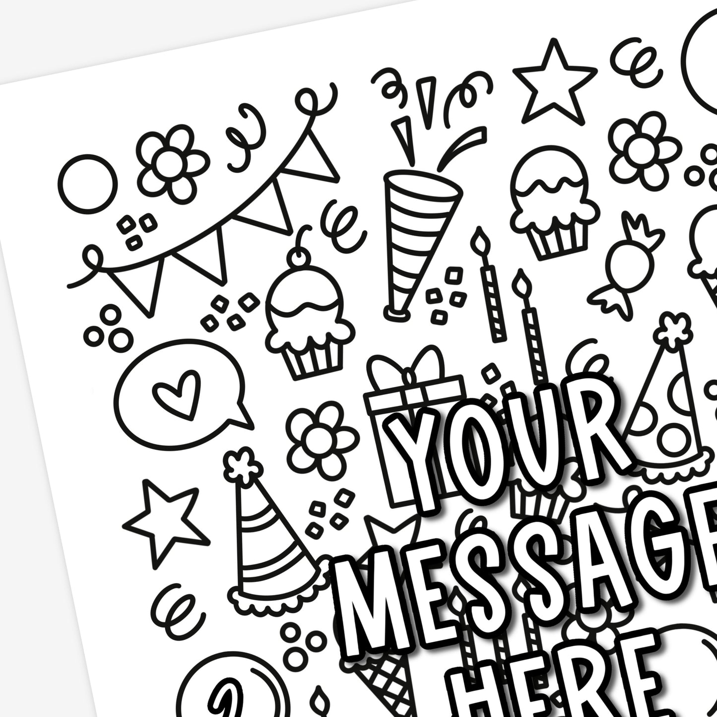 Custom Birthday Coloring Page Printable | Personalized Coloring Sheet Party Doodles
