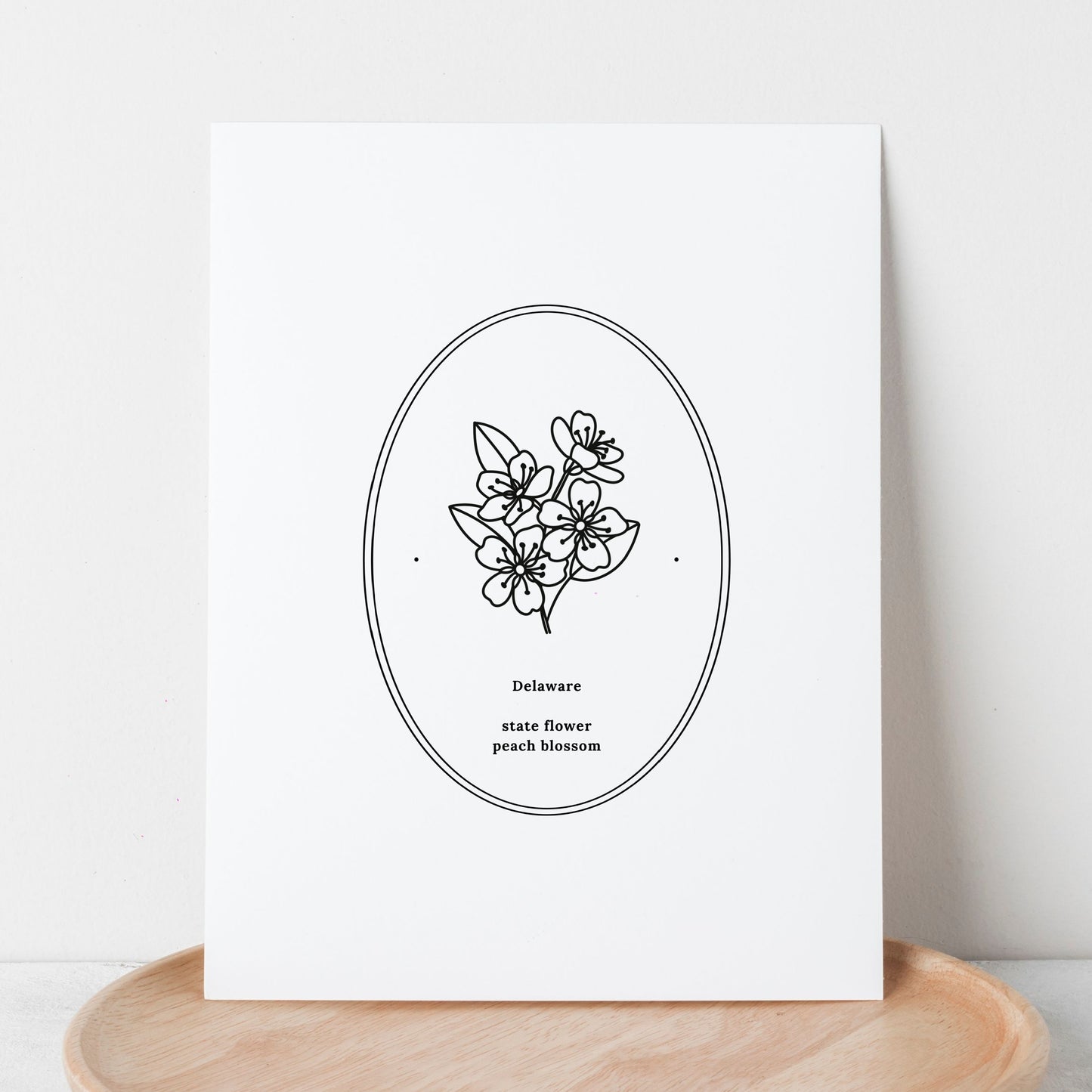 Delaware State Flower | Peach Blossom Floral Line Art Printable