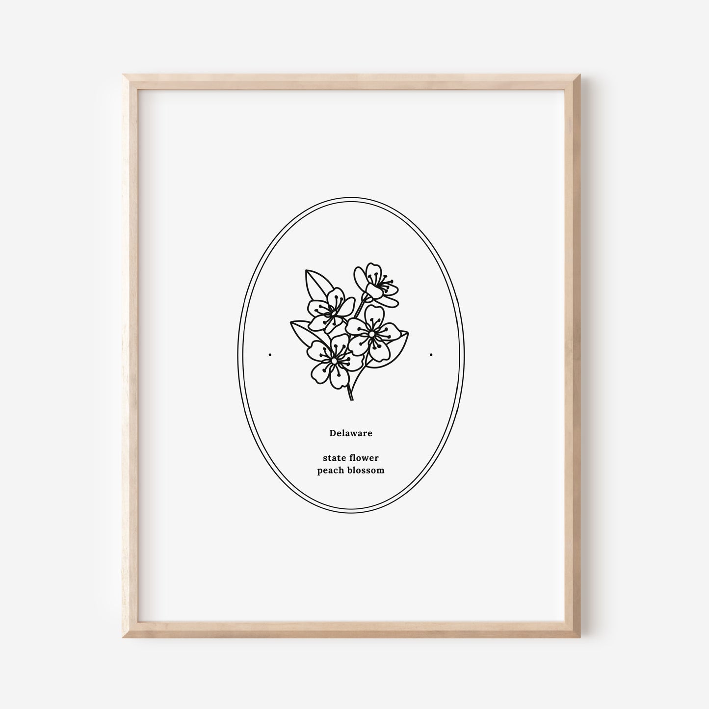 Delaware State Flower | Peach Blossom Floral Line Art Printable