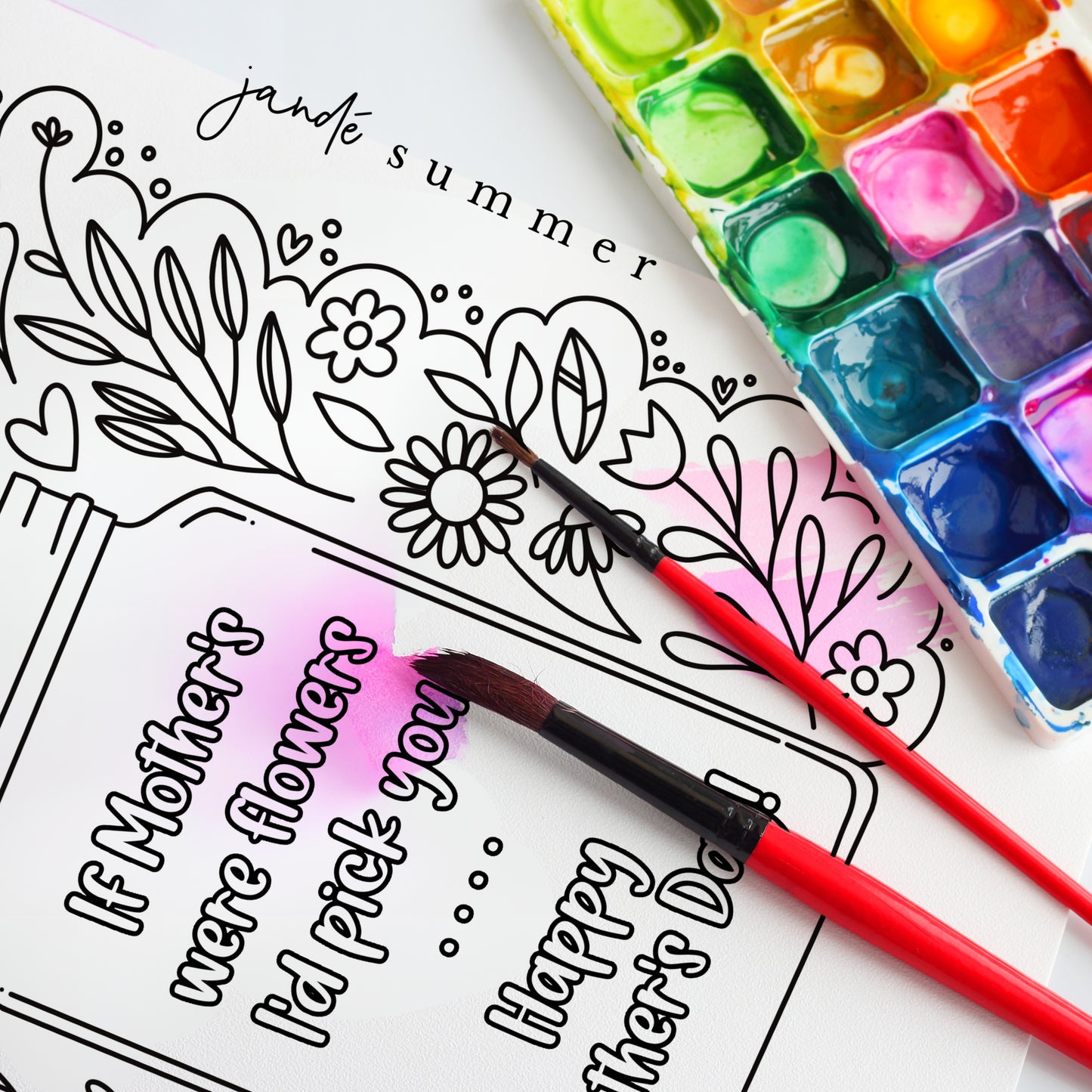 If Mothers Were Flowers I'd Pick You | Hand-Drawn Coloring Page Print & Color | Digital Printable