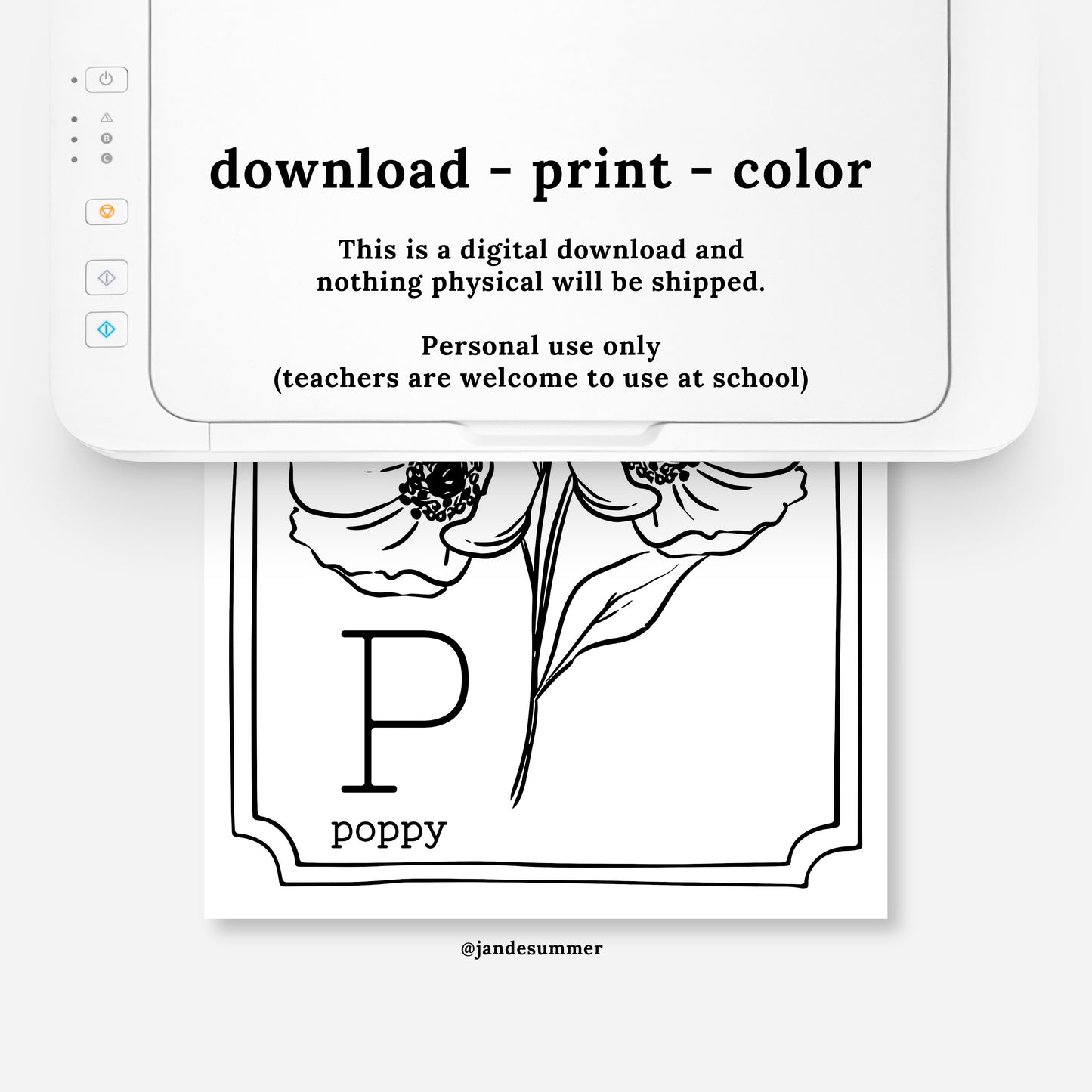 Floral Alphabet Set Printable Coloring Pages | Hand Illustrated Flowers + Color Swatch Testers