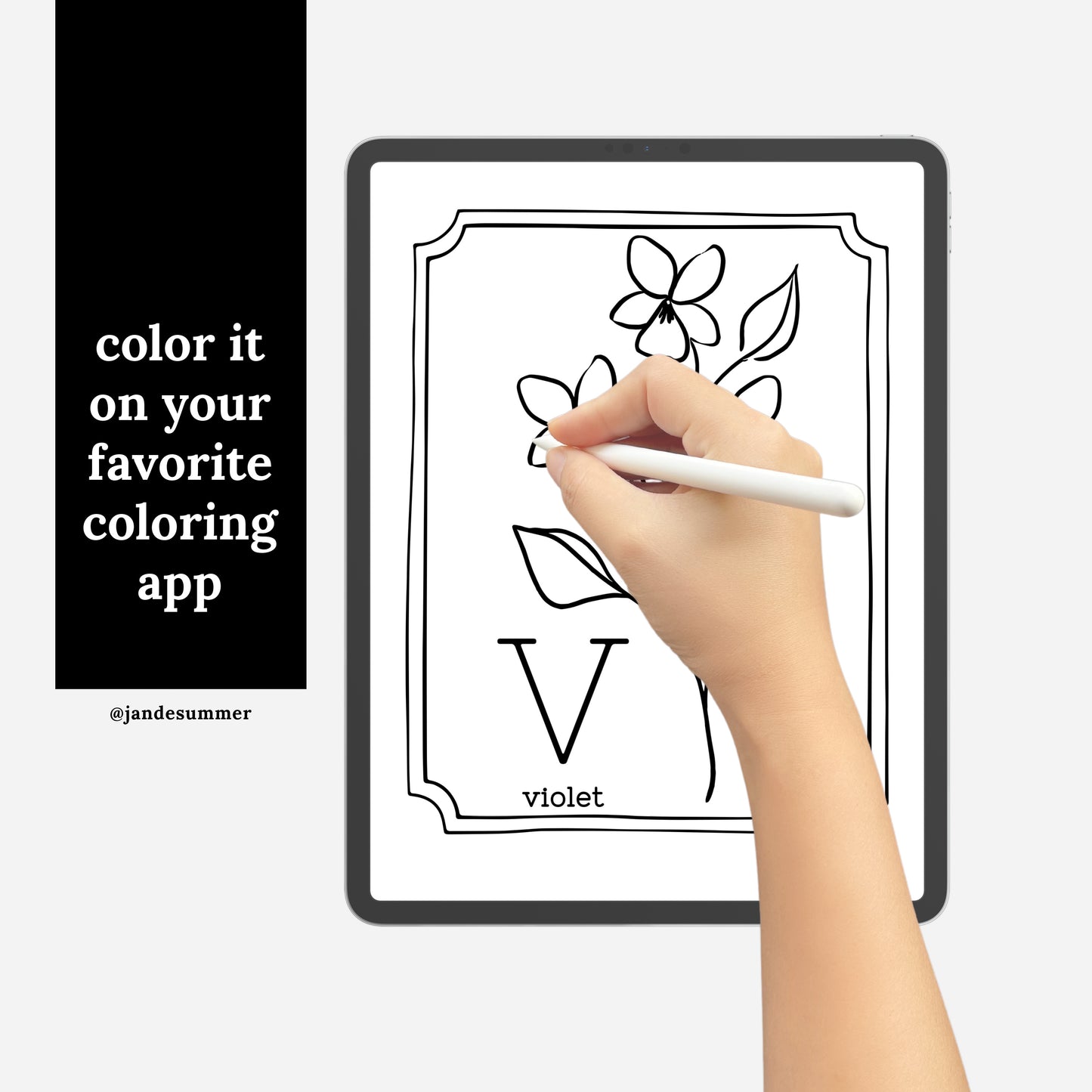 Floral Alphabet Set Printable Coloring Pages | Hand Illustrated Flowers + Color Swatch Testers