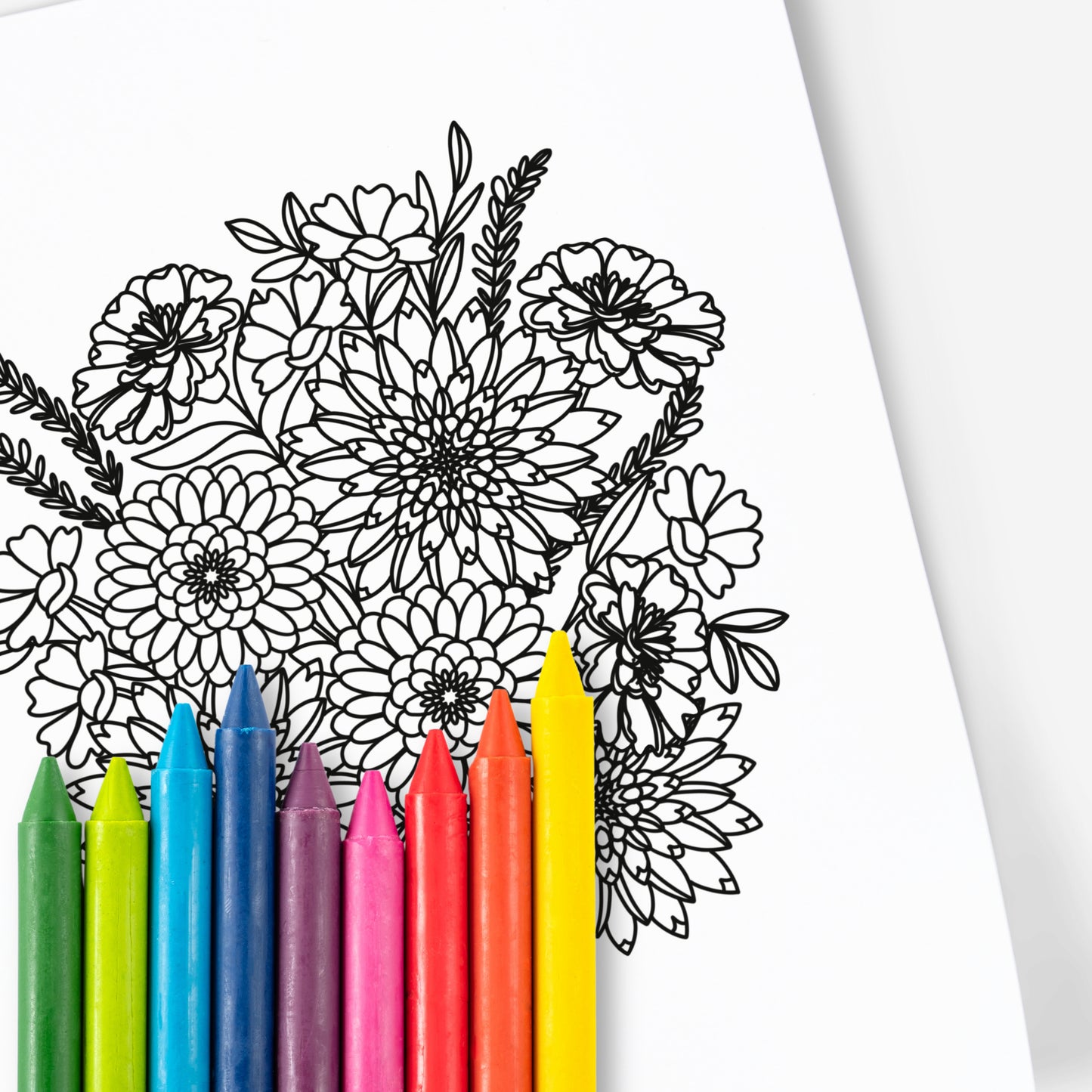 Floral Bouquet Coloring Page Printable | Mindful Flower Digital Coloring Sheets | Calming Nature Illustration