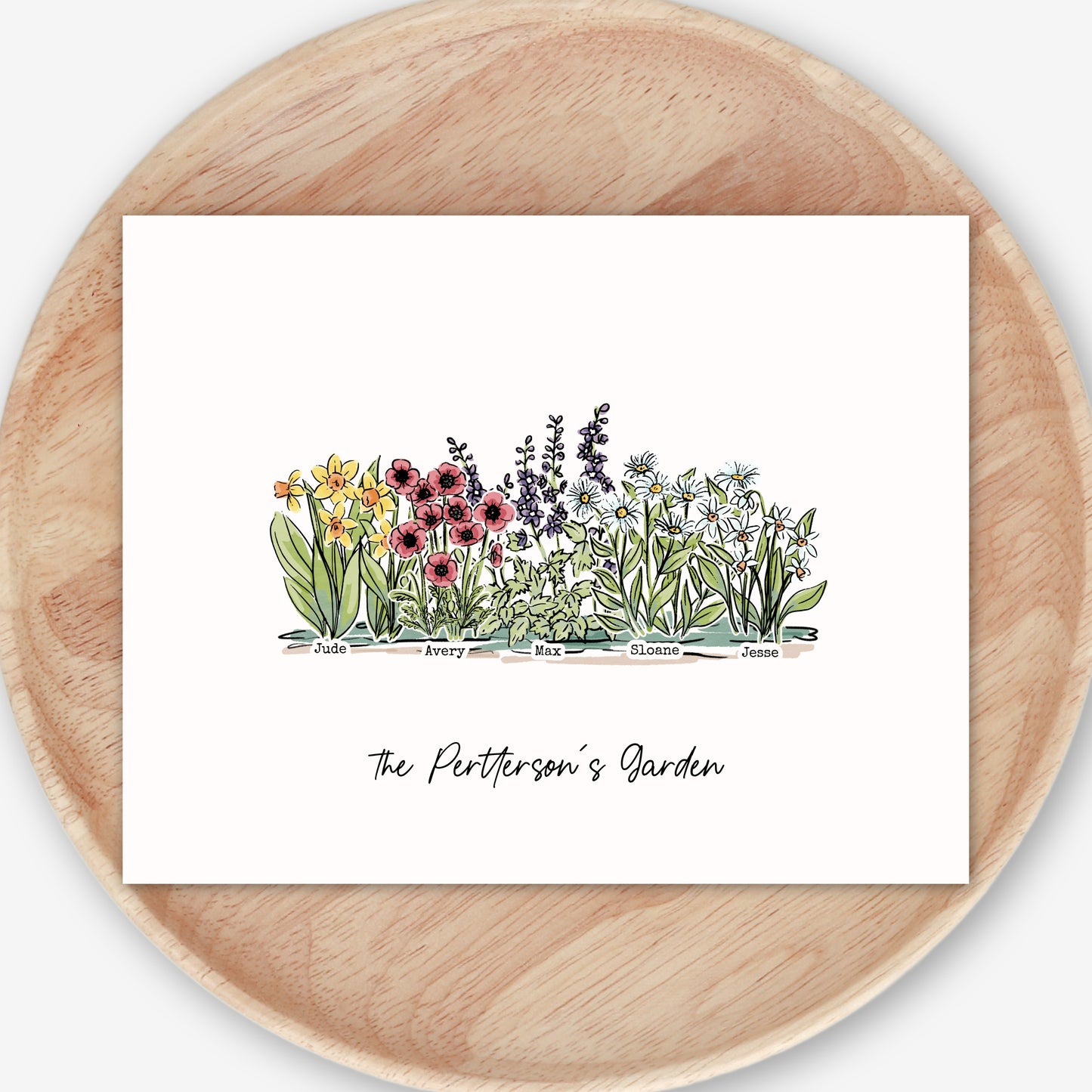 Birth Flower Garden Art Print | Up to 12 Flowers