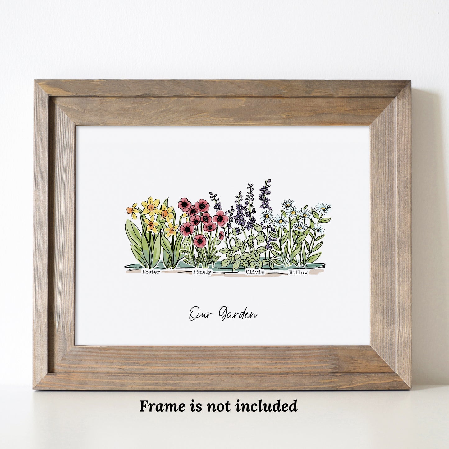 Birth Flower Garden Art Print | Up to 12 Flowers