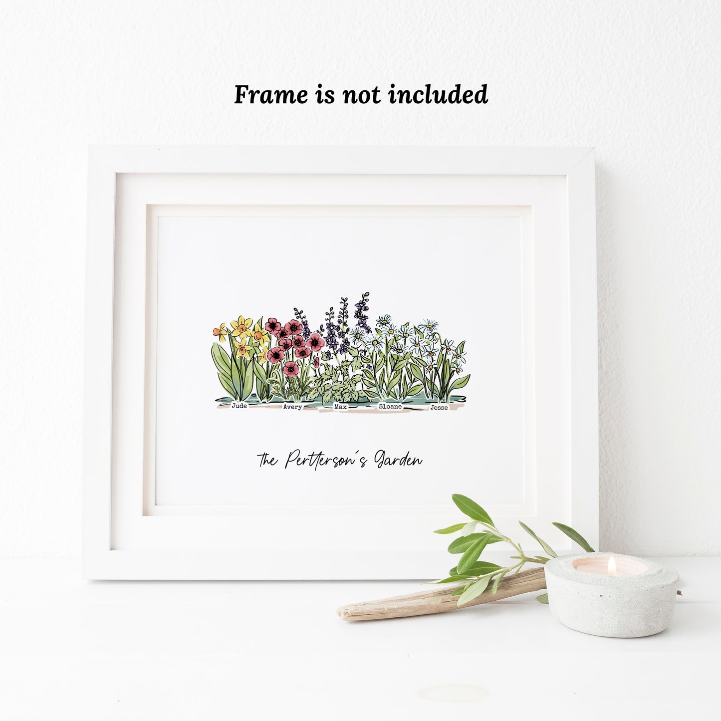 Birth Flower Garden Art Print | Up to 12 Flowers