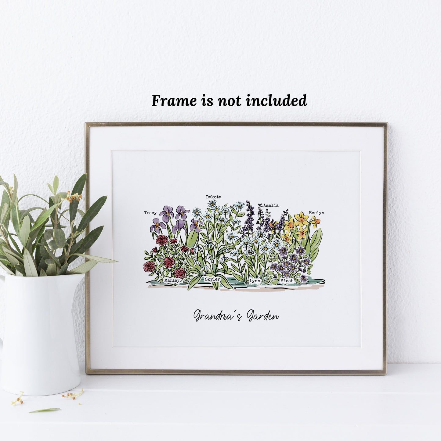 Birth Flower Garden Art Print | Up to 12 Flowers