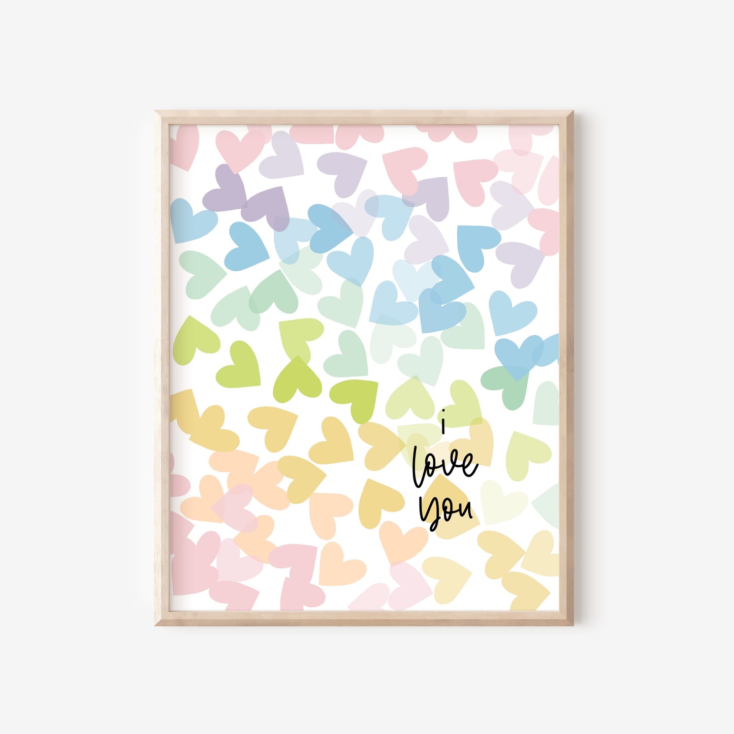 I Love You Pastel Hearts | Positive Prints Wall Decor for Kids Teens Office Motivational Art