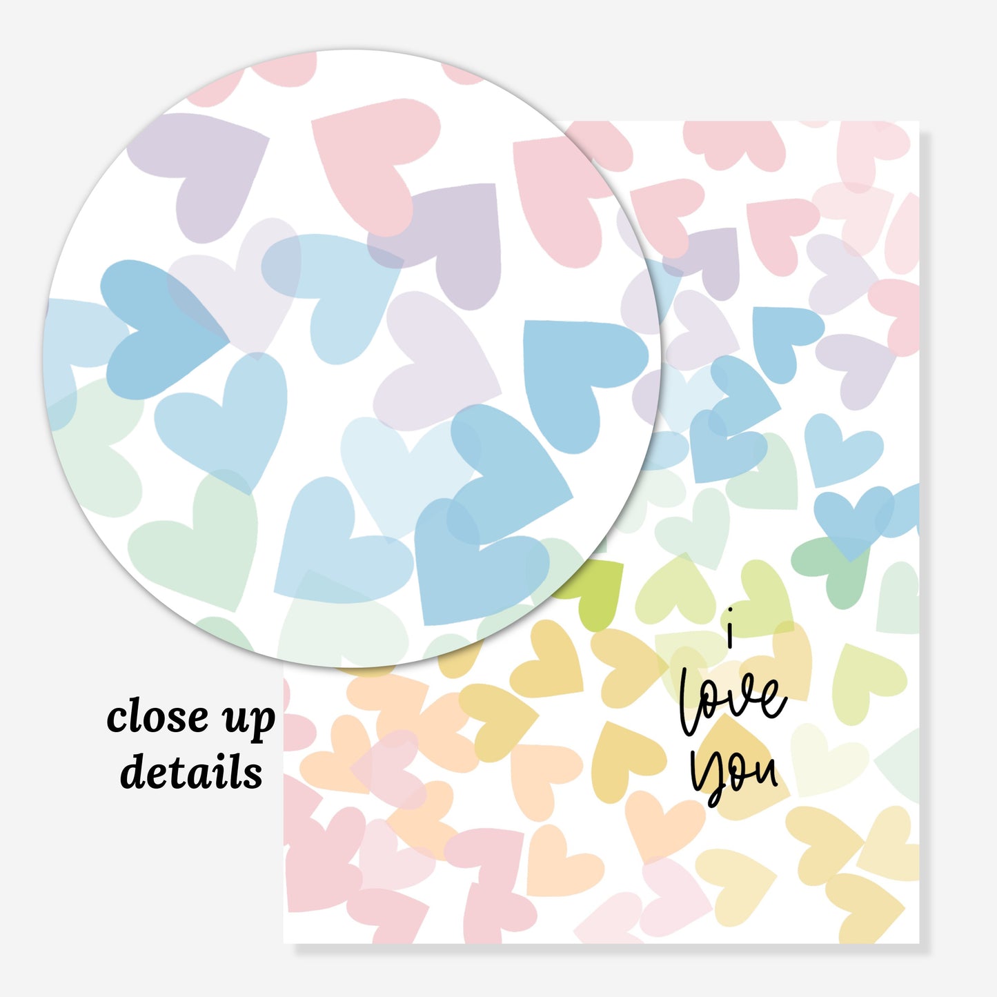 I Love You Pastel Hearts | Positive Prints Wall Decor for Kids Teens Office Motivational Art