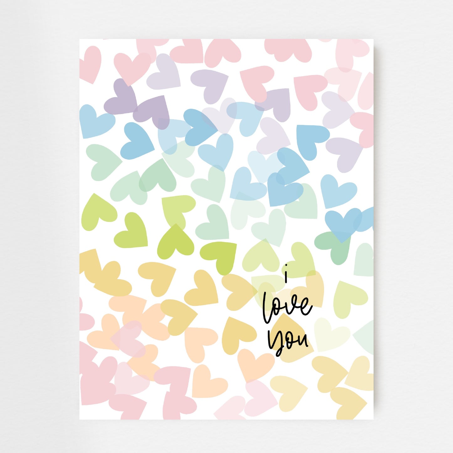 I Love You Pastel Hearts | Positive Prints Wall Decor for Kids Teens Office Motivational Art